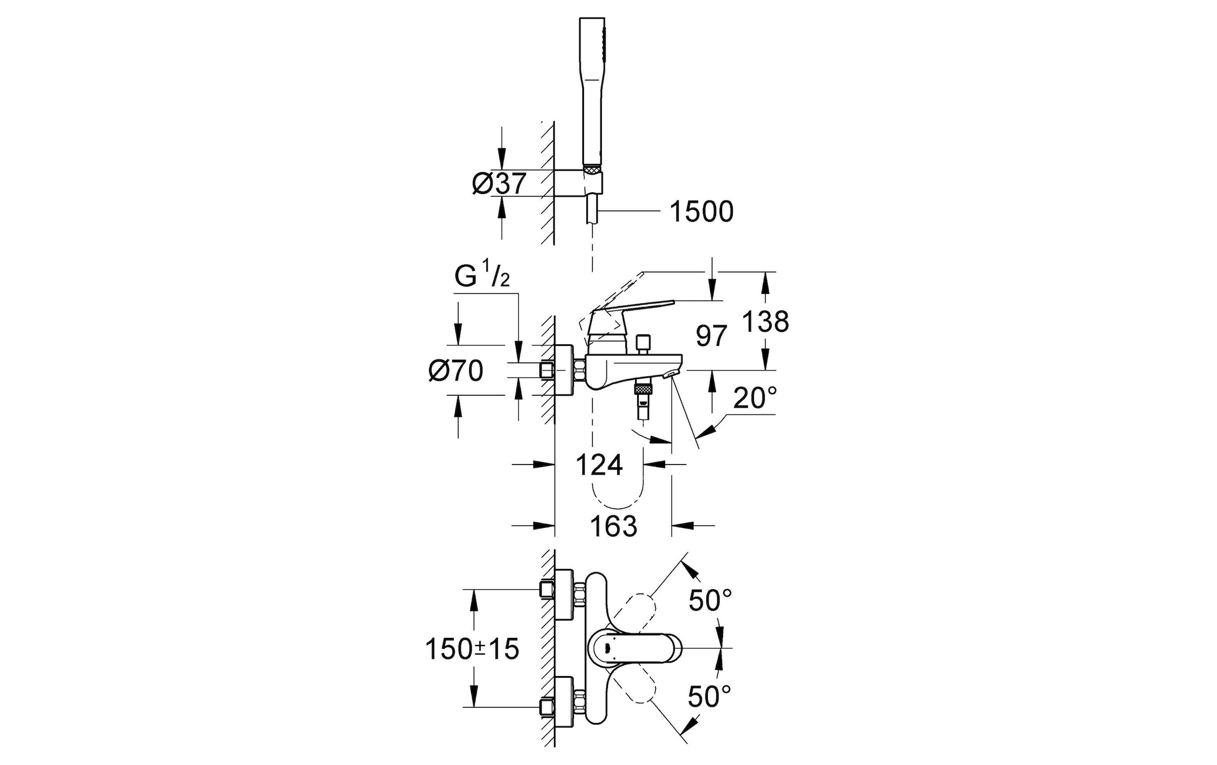 Grohe Robinetterie de salle de bain »Eurosmart Cosmopolitan Wannenbat«
