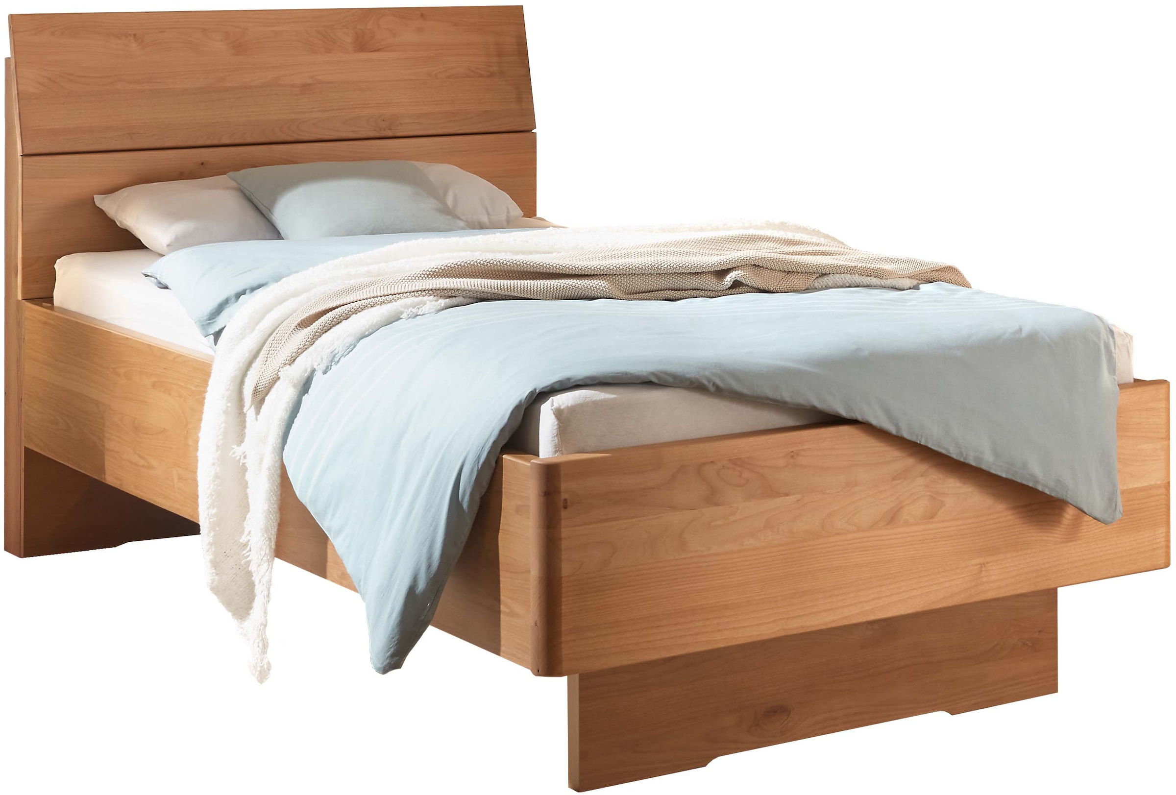 WIEMANN Holzbett »Cardiff, Bettgestell, Bettrahmen, teilmassiv Erle« Belastbarkeit 110/220 Kg, 4-fache höhenverstellbar, MADE IN GERMANY,  Kopf- und Fussteil aus Massivholz in Erle, verschiedene Grössen