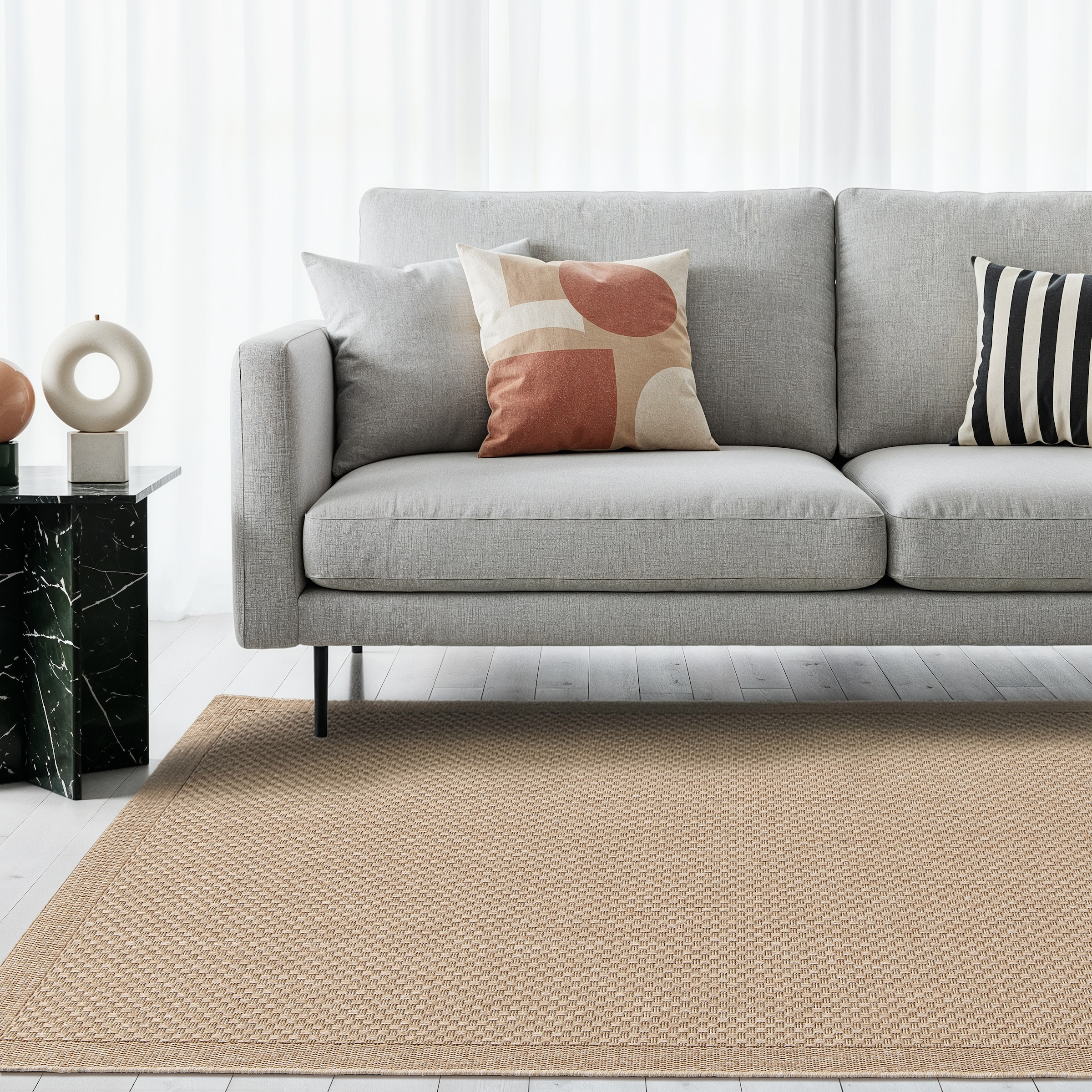 GOODproduct Tapis »Arona, Sisal-Optik mit Bordüre, auch für Balkon und Terrasse« Rectangulaire 7 mm Höhe In- und Outdoor geeignet, Wetterfest & UV-beständig