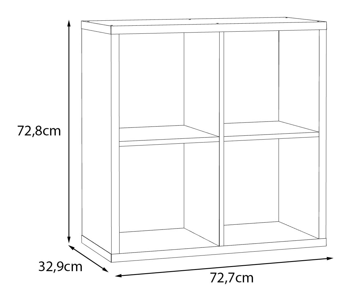FORTE Étagère sur pied »Mauro« taille compartiment 33x33cm, 4 compartiments