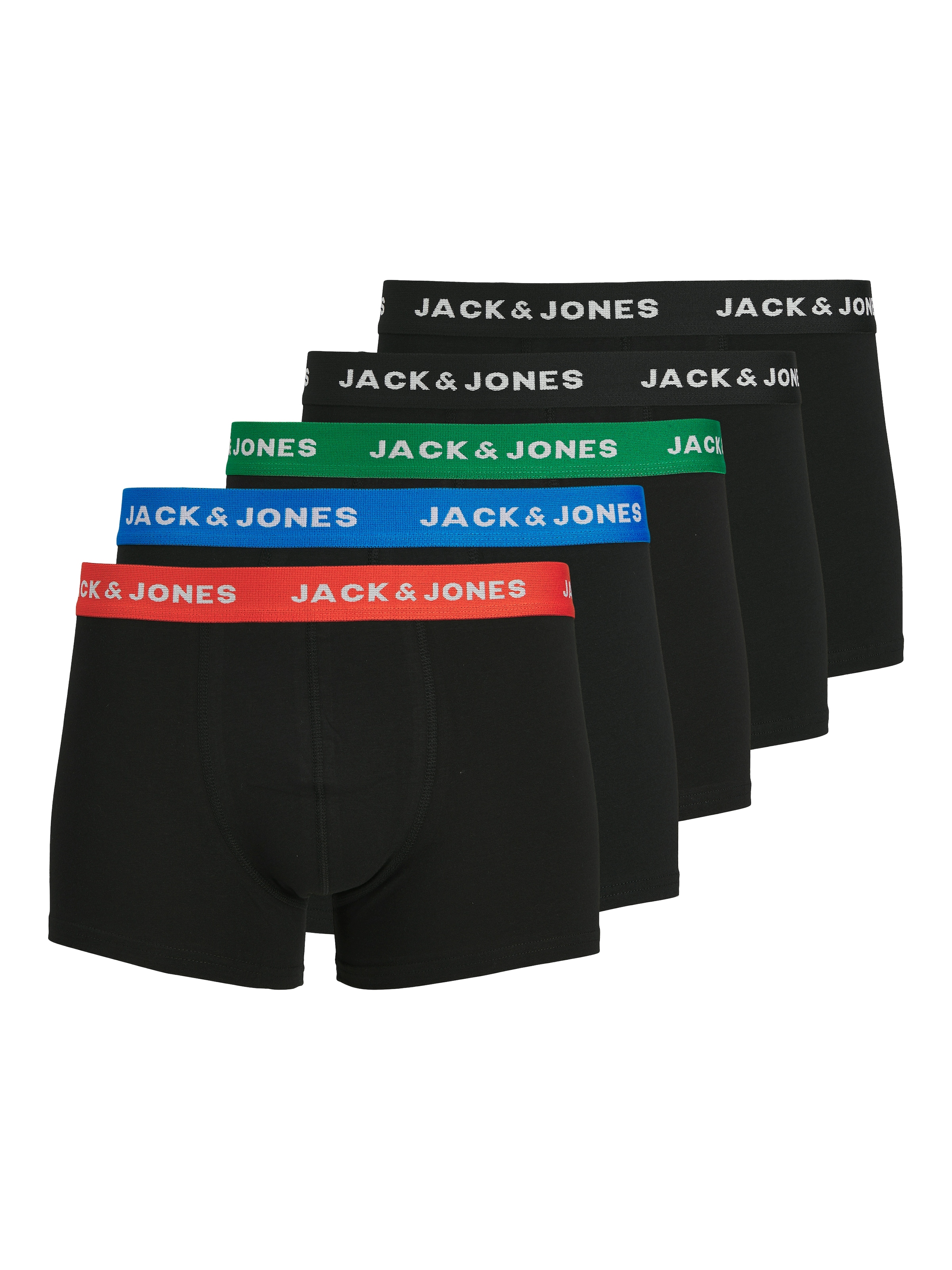 Jack & Jones Boxer »JACHUEY im Fünferpack mit toniger Naht und elastischem Bund« Packung, 5er-Pack, 5 Stk. unifarben, modisch, eng anliegend, Baumwollmischung