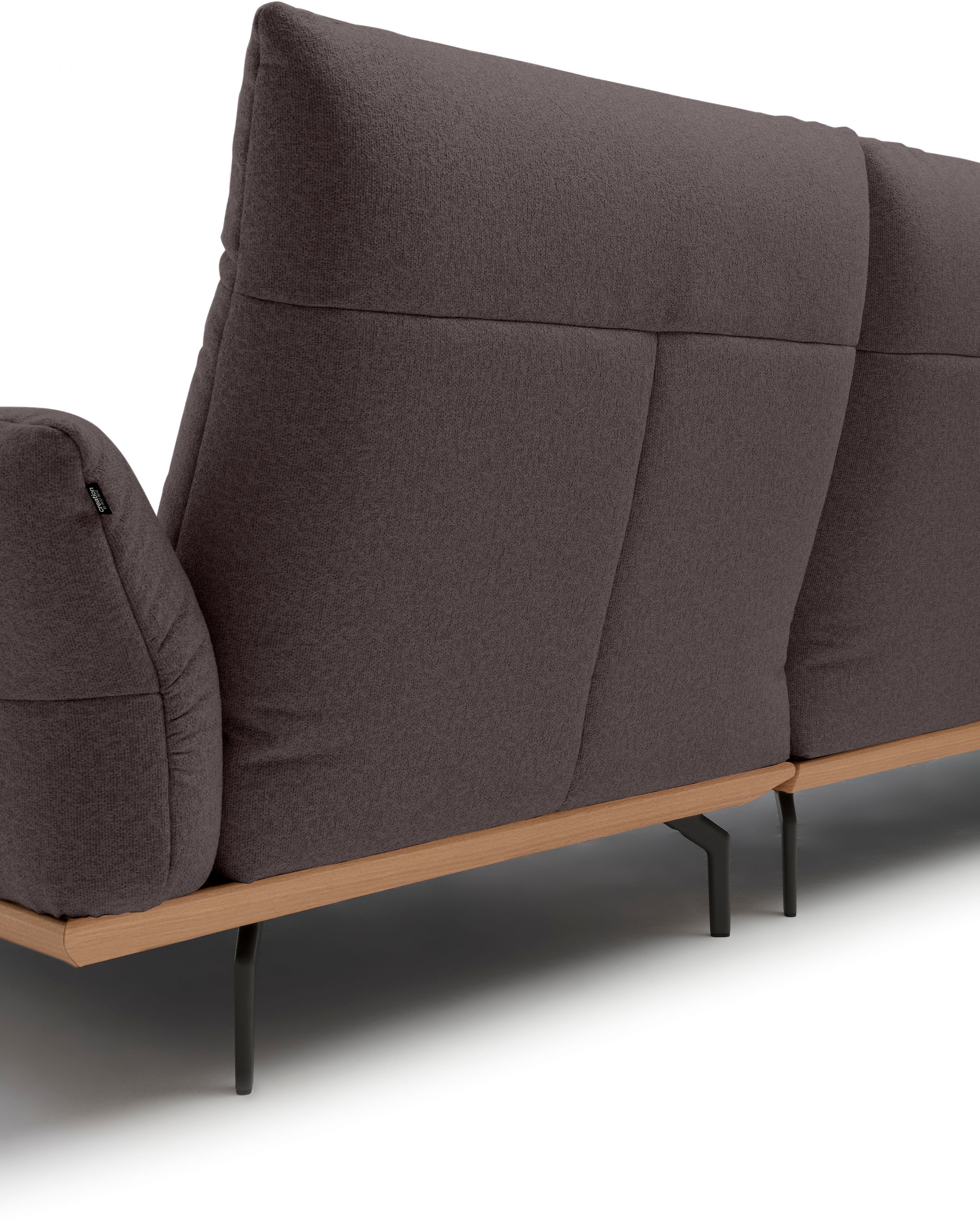 Creation BY ROLF BENZ Canapé d'angle »CR.460 Designsofa mit verstellbarer Rückenlehne, hochwertig & bequem« socle en chêne, pieds en aluminium moulé gris ombre, largeur 298 cm