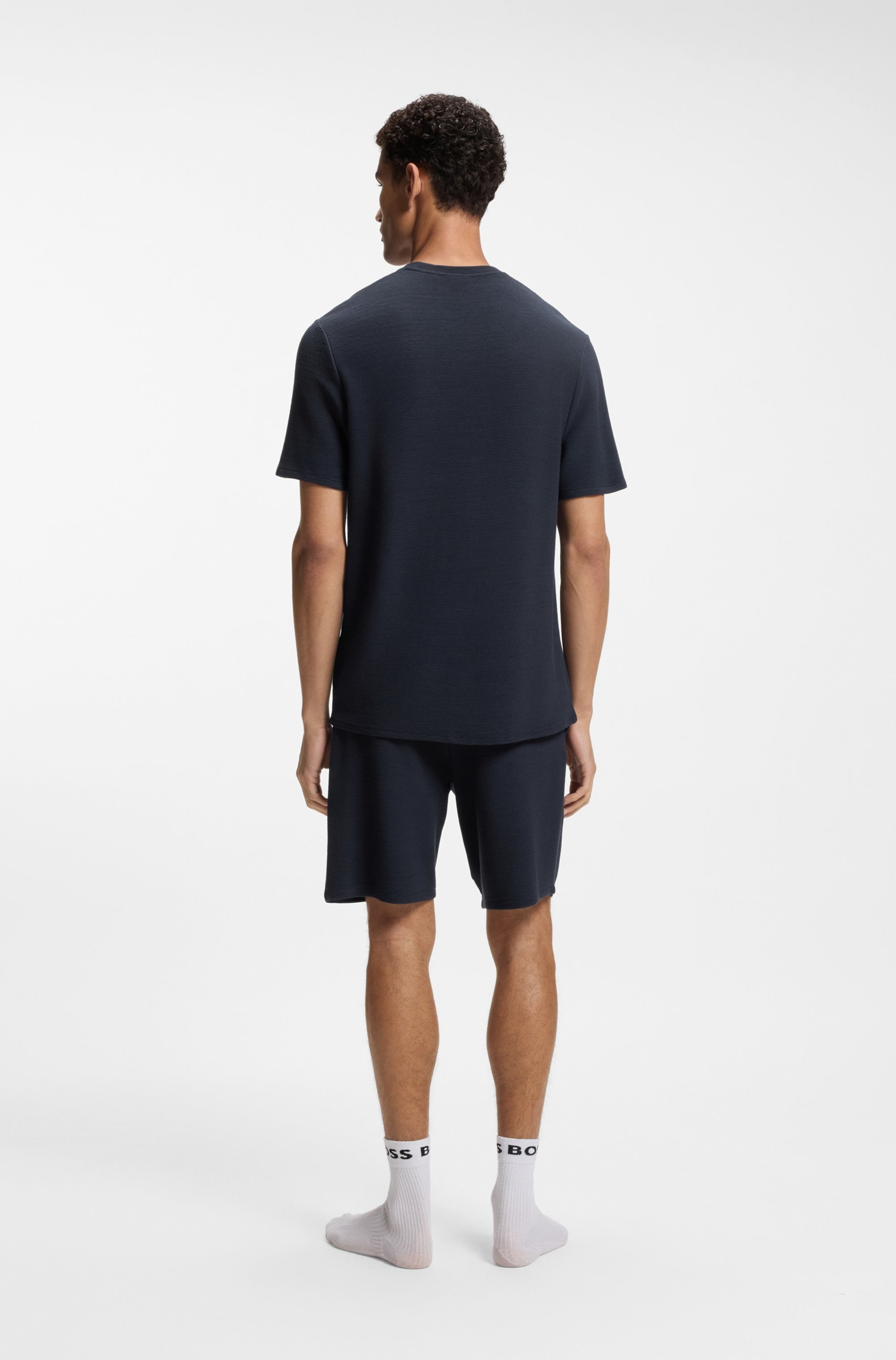 BOSS T-shirt aus Ripp-Qualität, regular fit, Rundhals