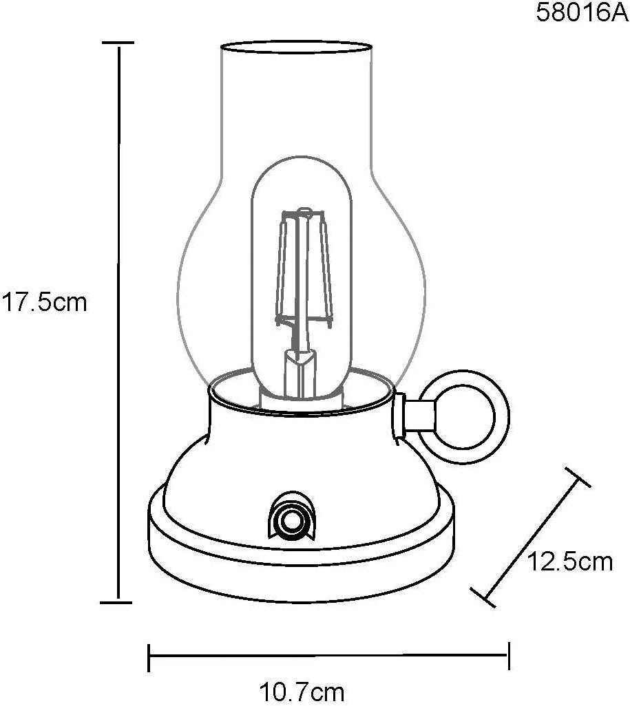 GLOBO LIGHTING LED Tischleuchte »PETRO« LED-Modul 1 Stk. Warmweiss Akkutischleuchte, mobile Leuchte, Petroleumlampen-Design