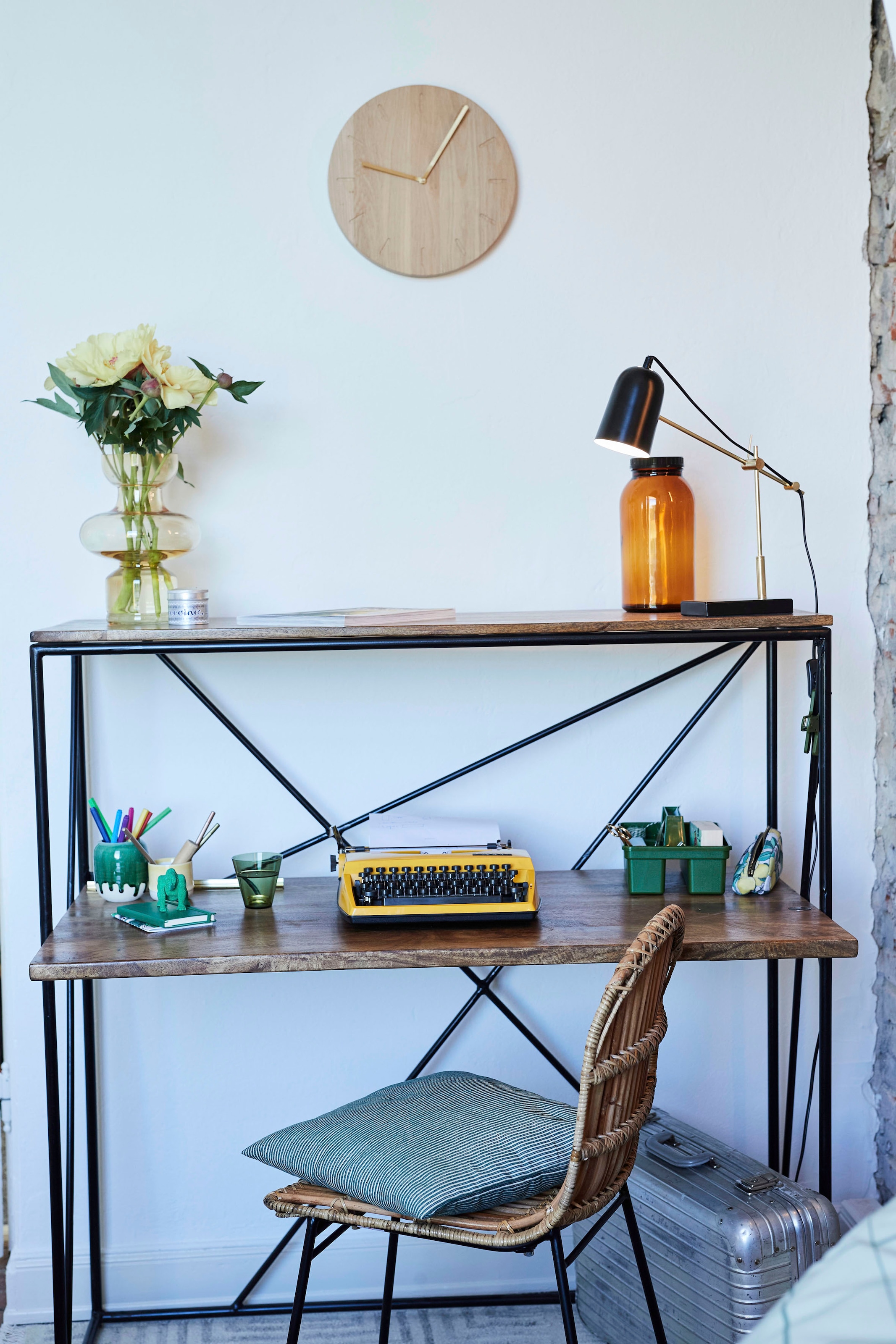 SIT Sekretär »T-NEST SHELF OFFICE LOW« mittelhohes, offenes Sekretärregal, aus Mangoholz und Metall