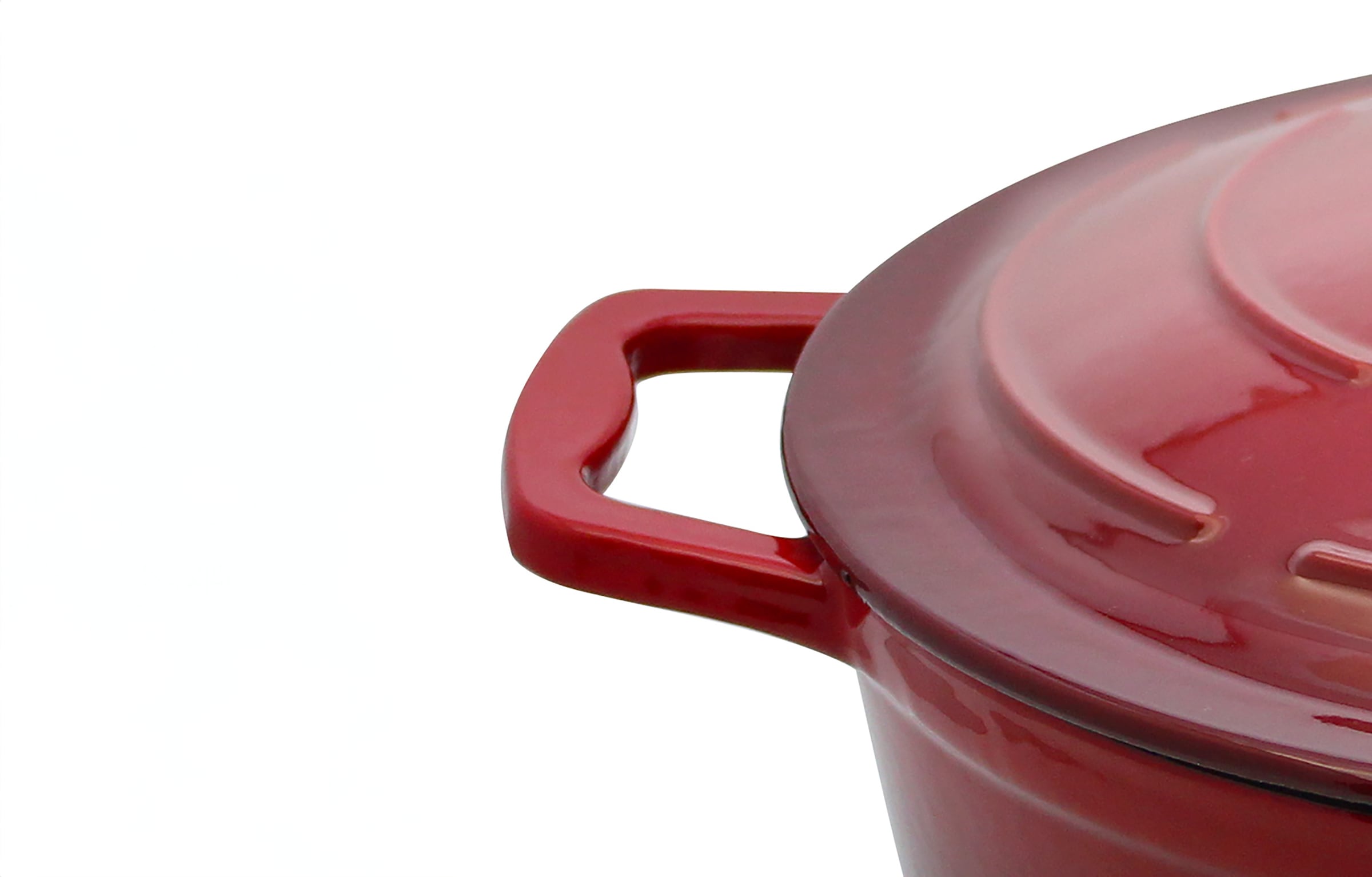 Elo Poêle de service »Kirschrot Gusseisen Pfanne 28 cm« Gusseisen Bräter inkl. Deckel, 2 cuis tlg. Deckel mit Rillen für zarte Gerichte