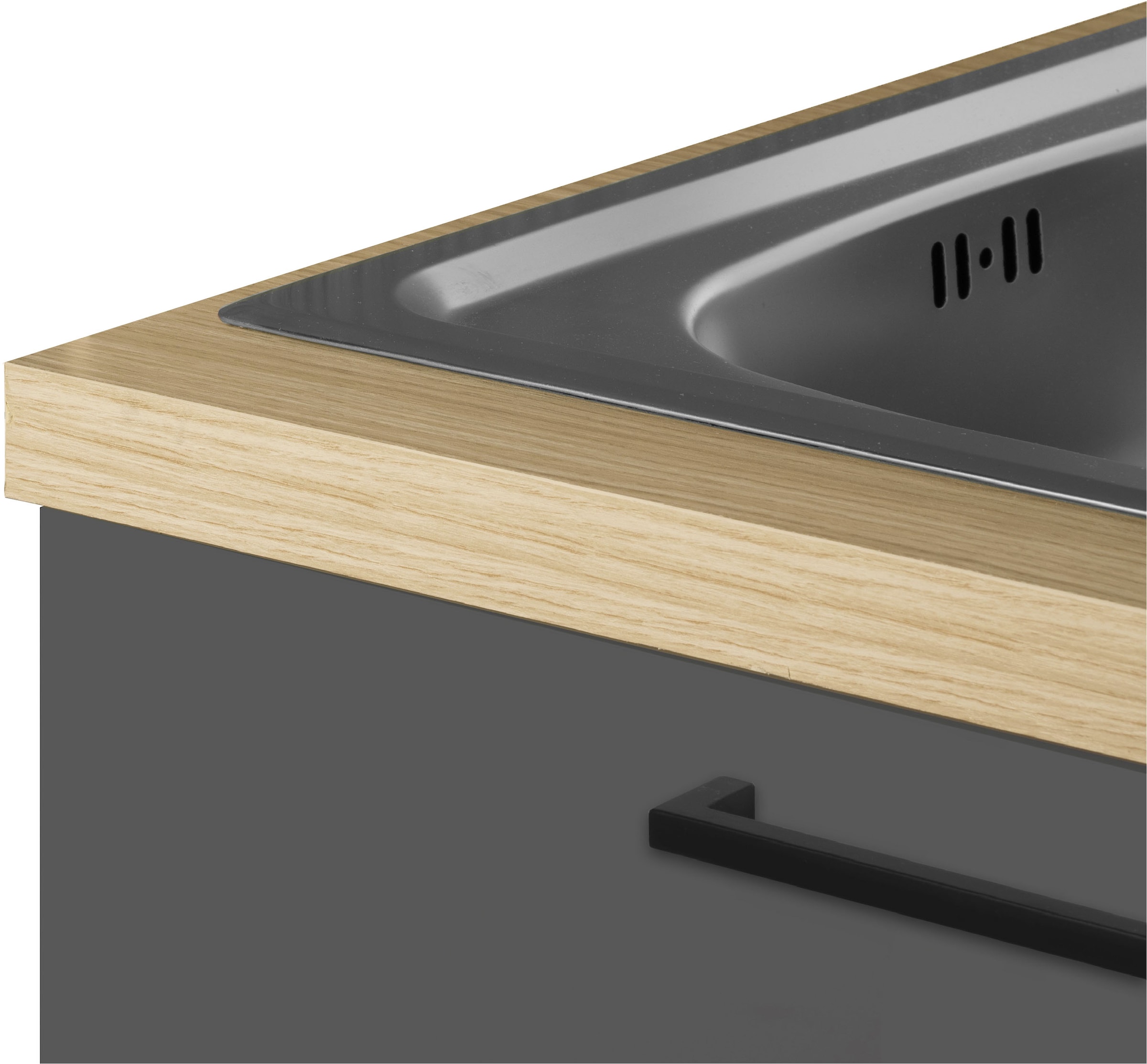 KOCHSTATION Kitchenette »Luna, Küchenzeile mit Spüle + Siphon, ohne E-Geräte« Breite 182 cm,Türen mit Soft-Close Funktion, Metalgriffe,Made in Italy