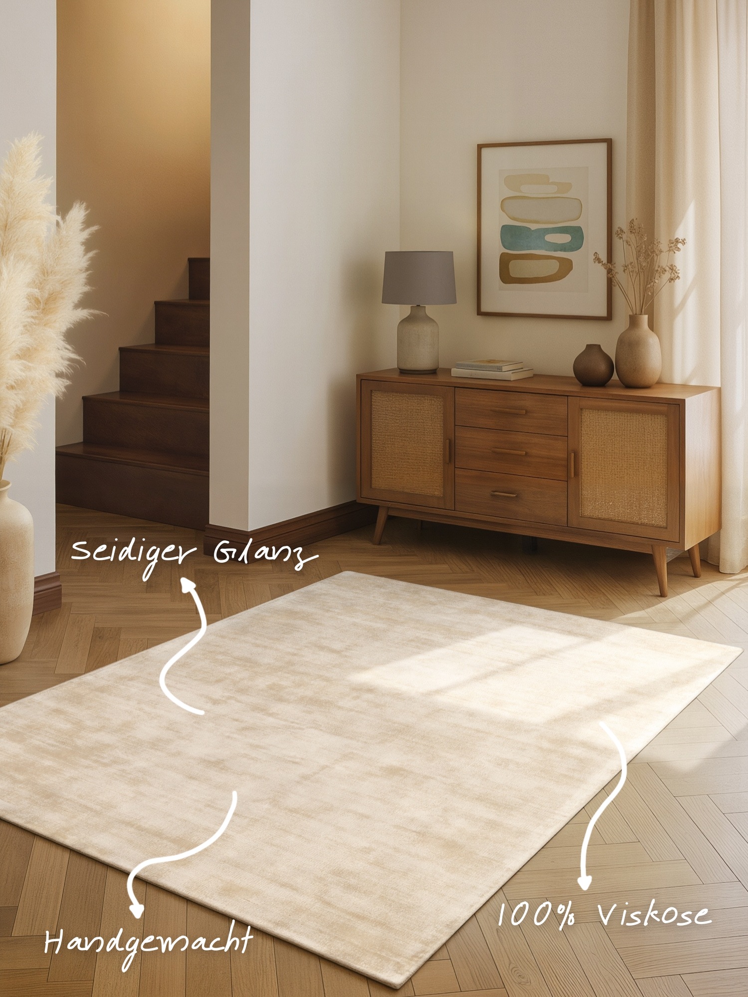 vikosa Tapis »Noemi« Rectangulaire 10 mm Höhe Dezenter Glanz, Weich, Seidenoptik, Viskose, Wohnzimmer, Schlafzimmer