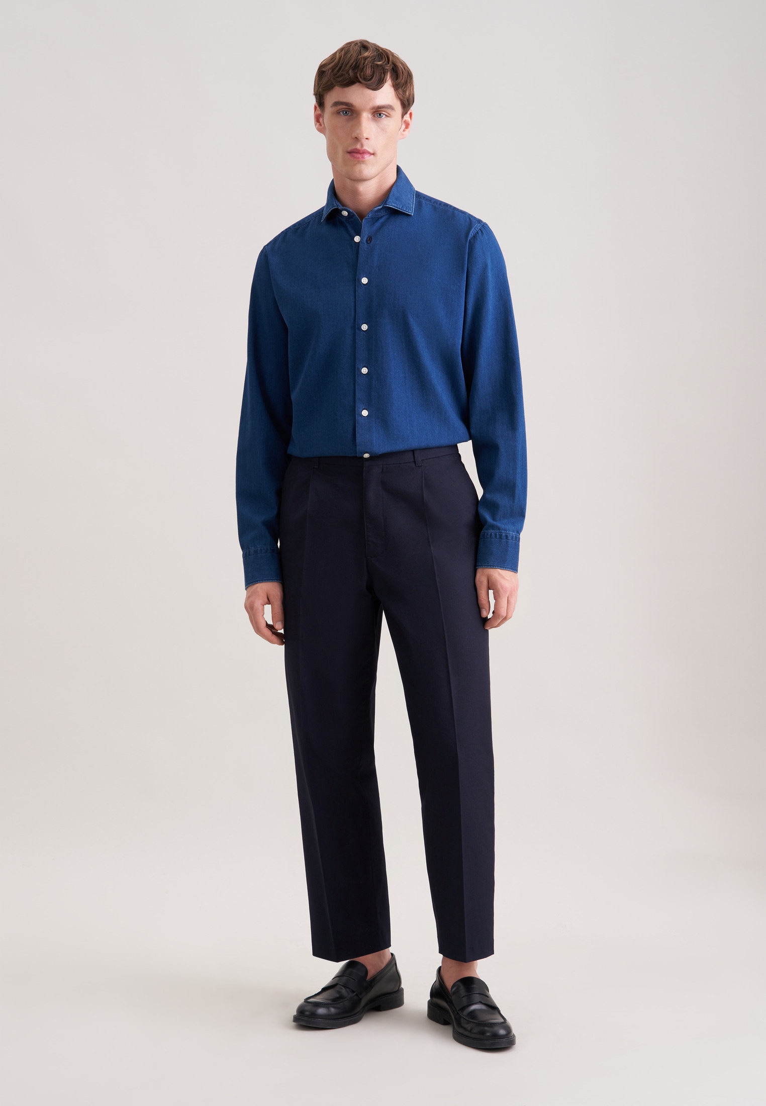 seidensticker Jeanshemd Regular 1/1 Kentkragen Denim