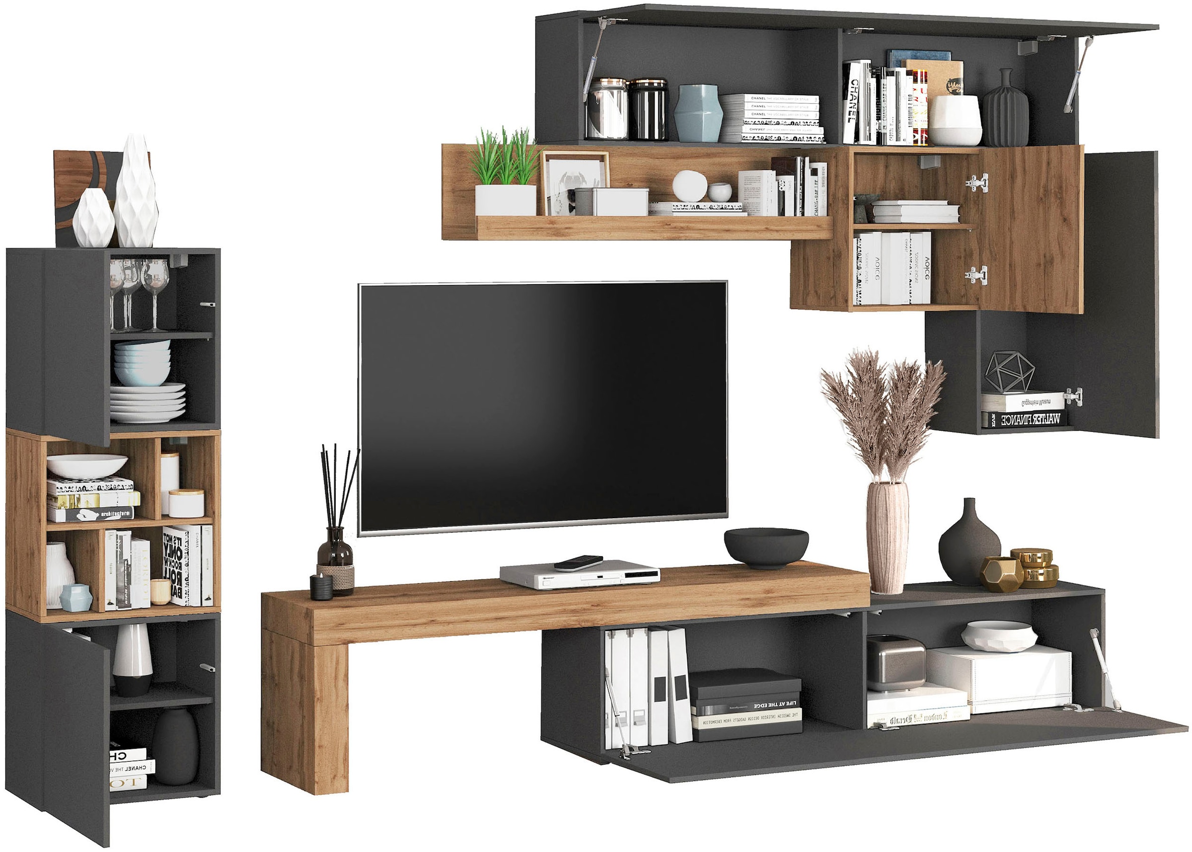 GOODproduct Meuble mural »Chronos Wohnwand, Medienwand, 8-er set« Set, 8 cuis tlg.