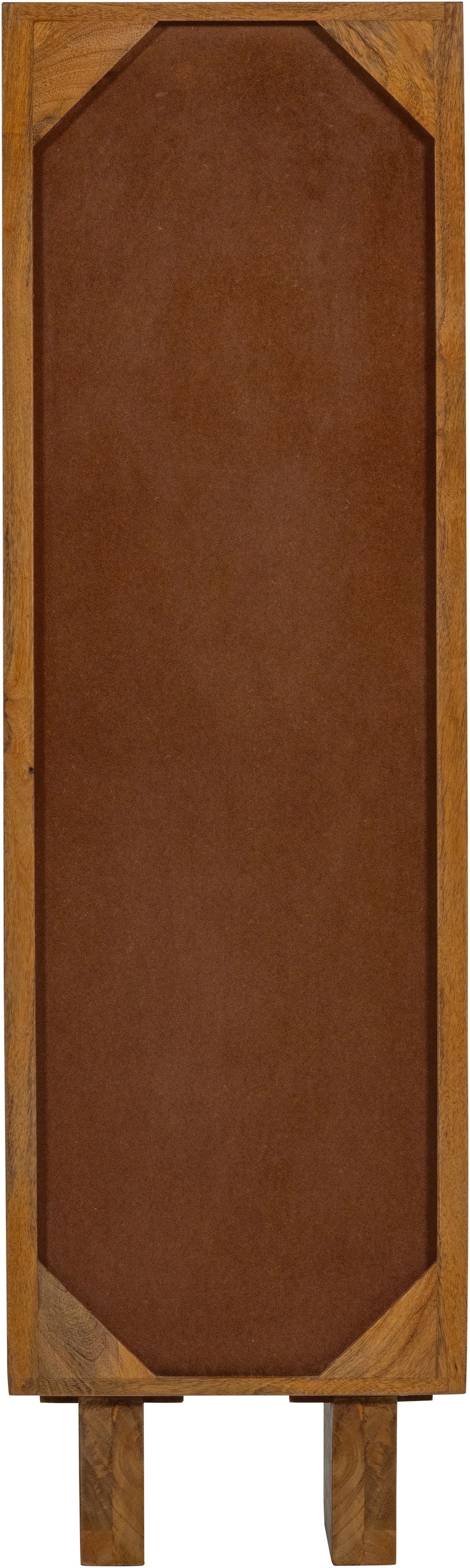 WOOOD Vitrines »Kella Mangoholz mit Glastüren und Glaseinlegeböden 40 x 39 x 137 cm« Capacité de charge 5–7 kg par tablette en verre, fixation murale recommandée
