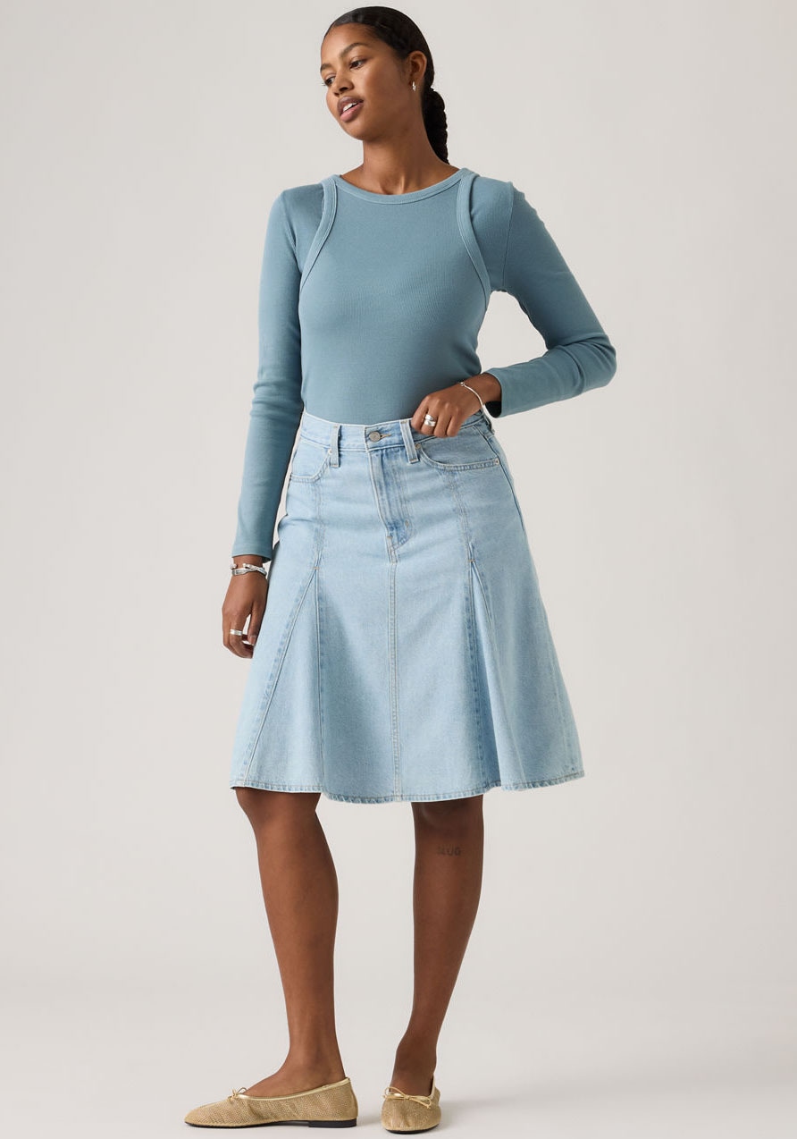 Levi's® Jupe en jean »GODET KNEE LENGTH SKIRT« Midirock mit Falten