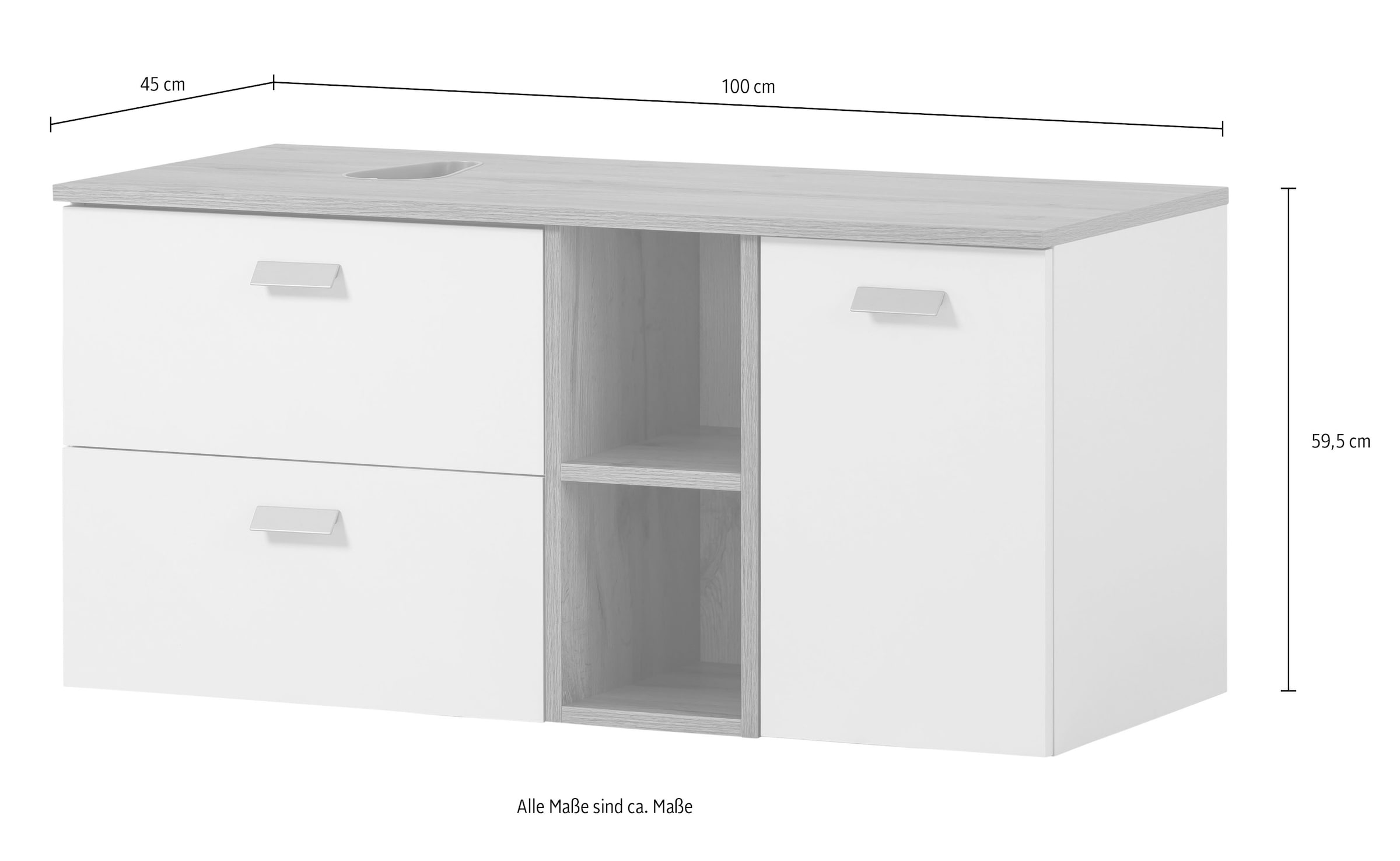 Schildmeyer Waschtisch »Mona« Kreamikbecken, Metallbeschläge, Vollauszüge
