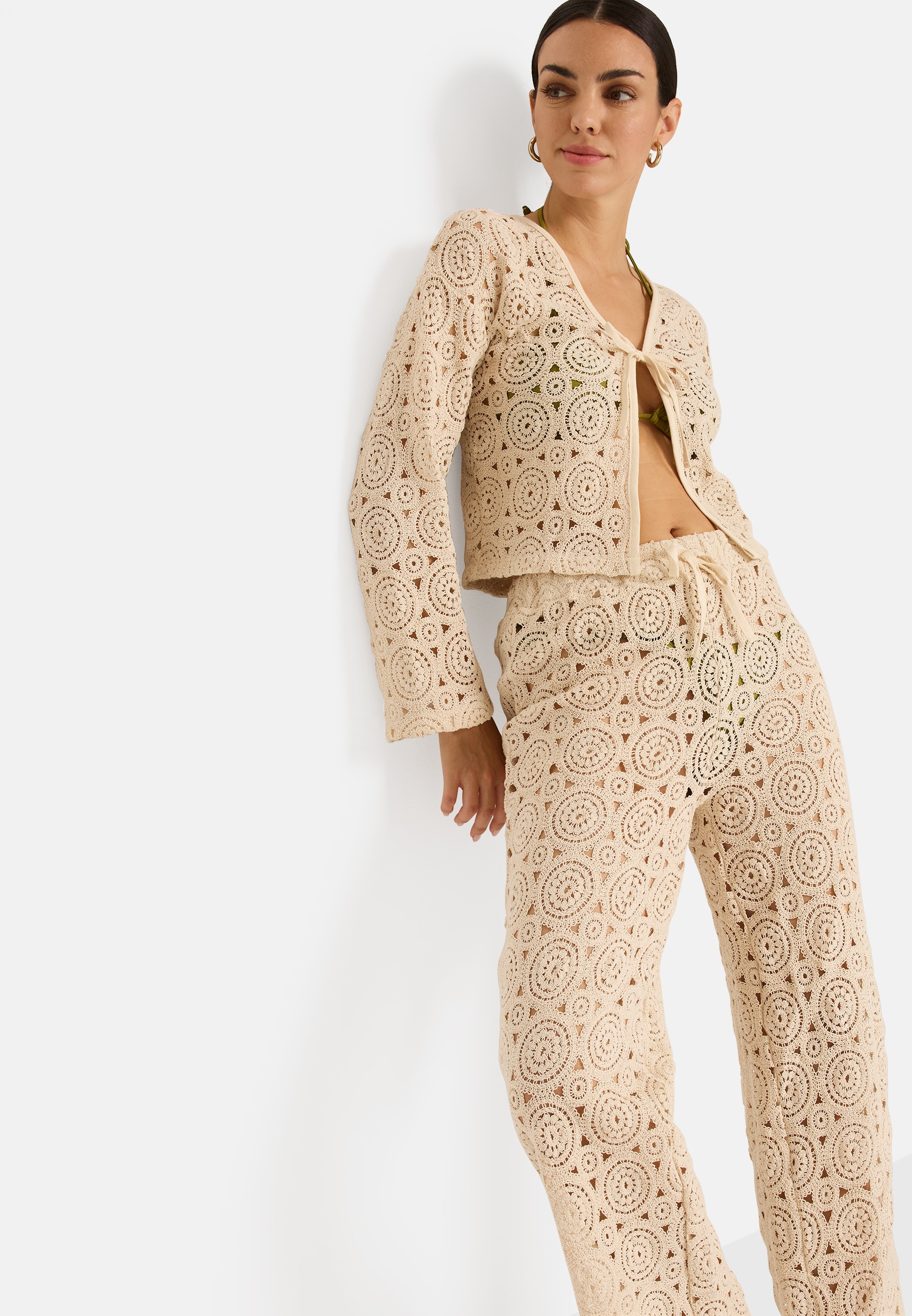 LSCN by LASCANA Veste en tricot en dentelle au crochet