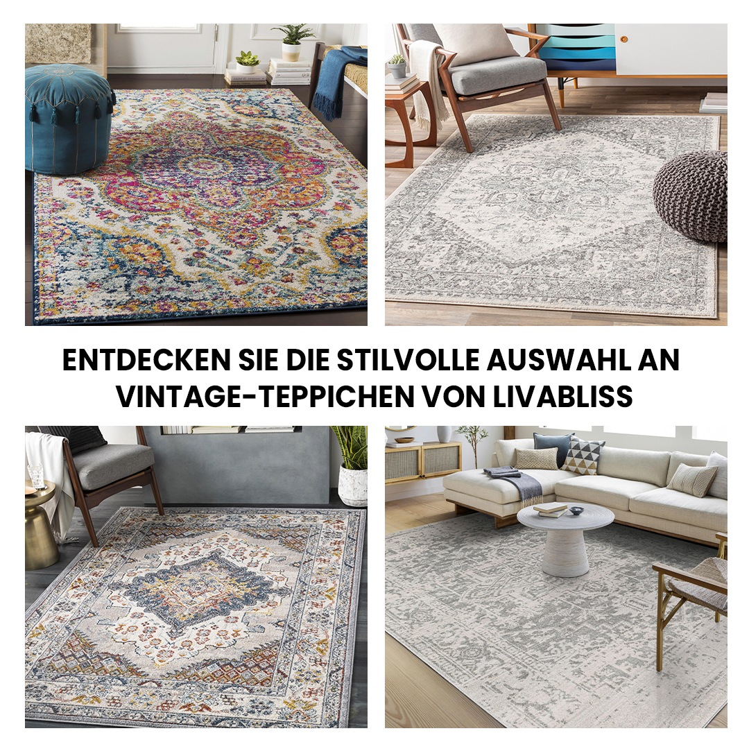 Livabliss Teppich »CASABLANCA« rund 13 mm Höhe Vintage Orientteppich, Kurzflor Boho Wohnzimmerteppich, Läufer