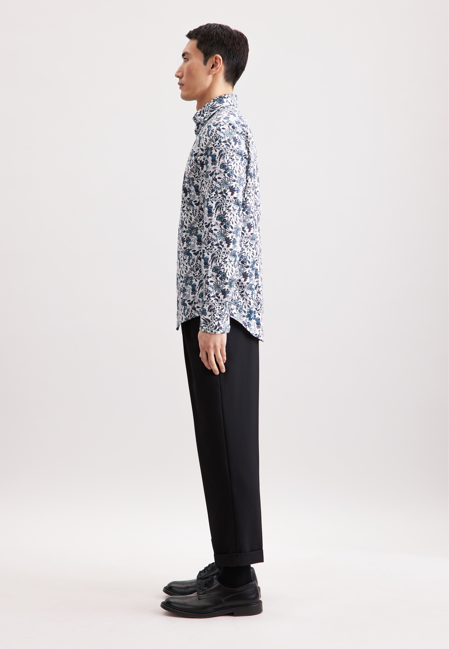 seidensticker Chemise d'affaires »Schwarze Rose« Slim 1/1 Kentkragen Geblümt