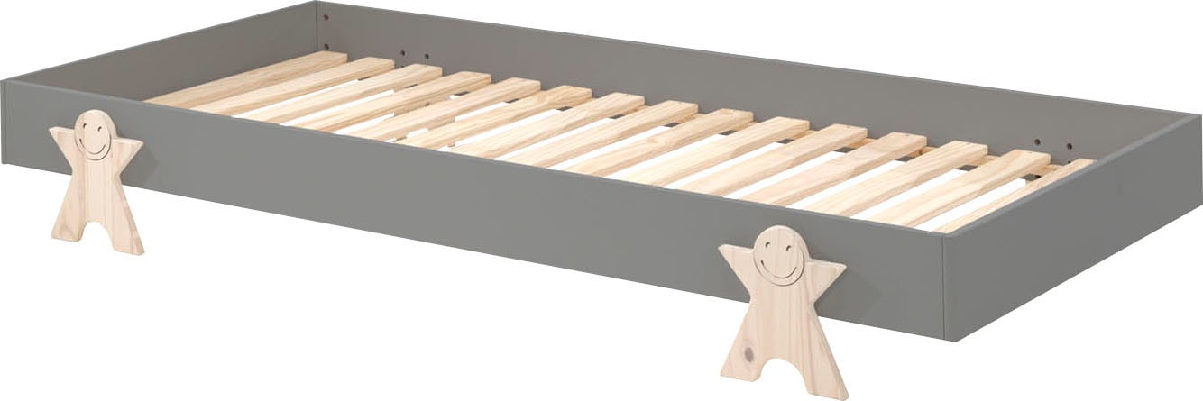 Vipack Kinderbett »Modulo, stapelbares Einzelbett, inkl. Rolllattenrost, 2 Farben« B/H/T ca. 203,6x93,8x48cm, Fuss Smile massiv, Bettseiten MDF lackiert,  Liegefläche 90/200 cm, einzeln oder als 2-er Set erhältlich