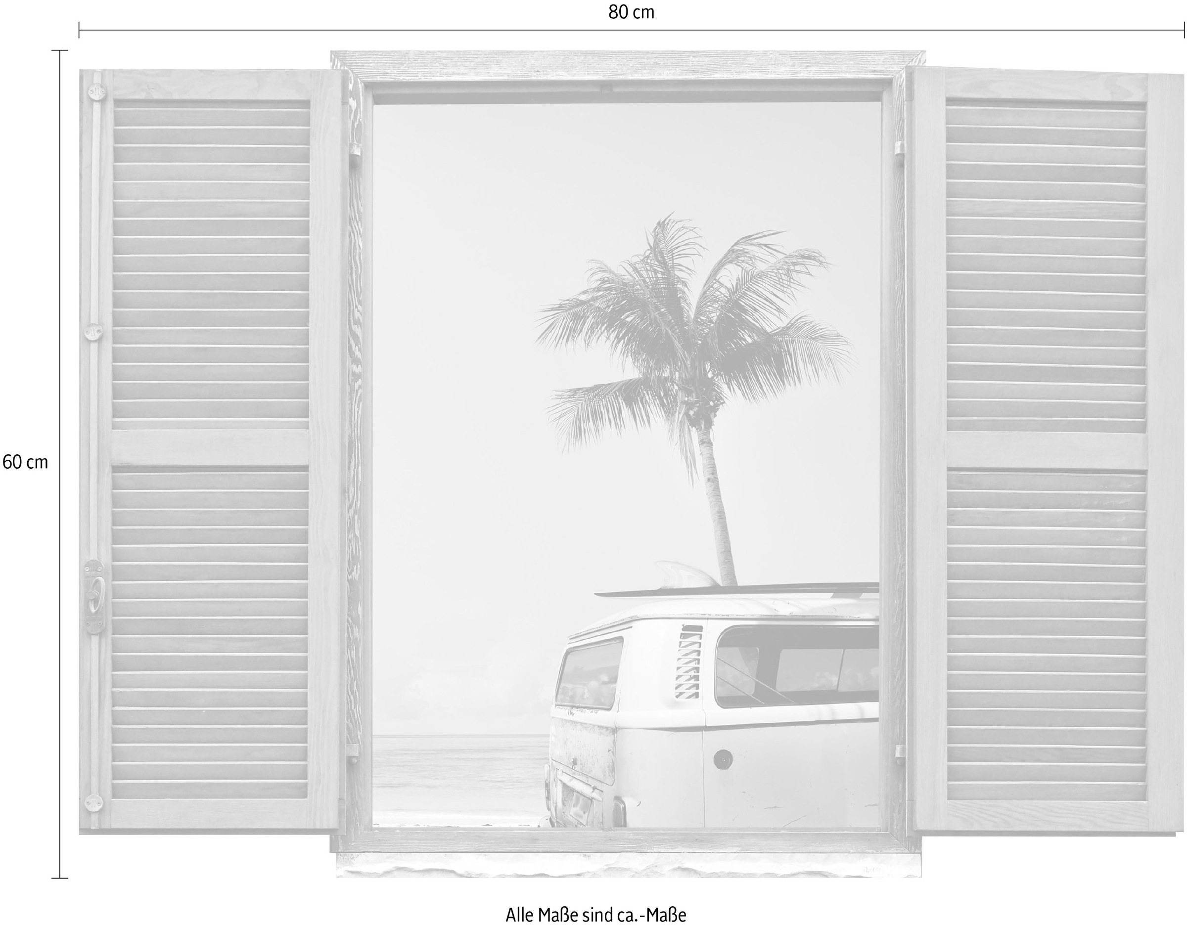 queence Autocollant mural »Auto am Meer« Wandsticker, Wandbild, selbstklebend, 3D, Fenster