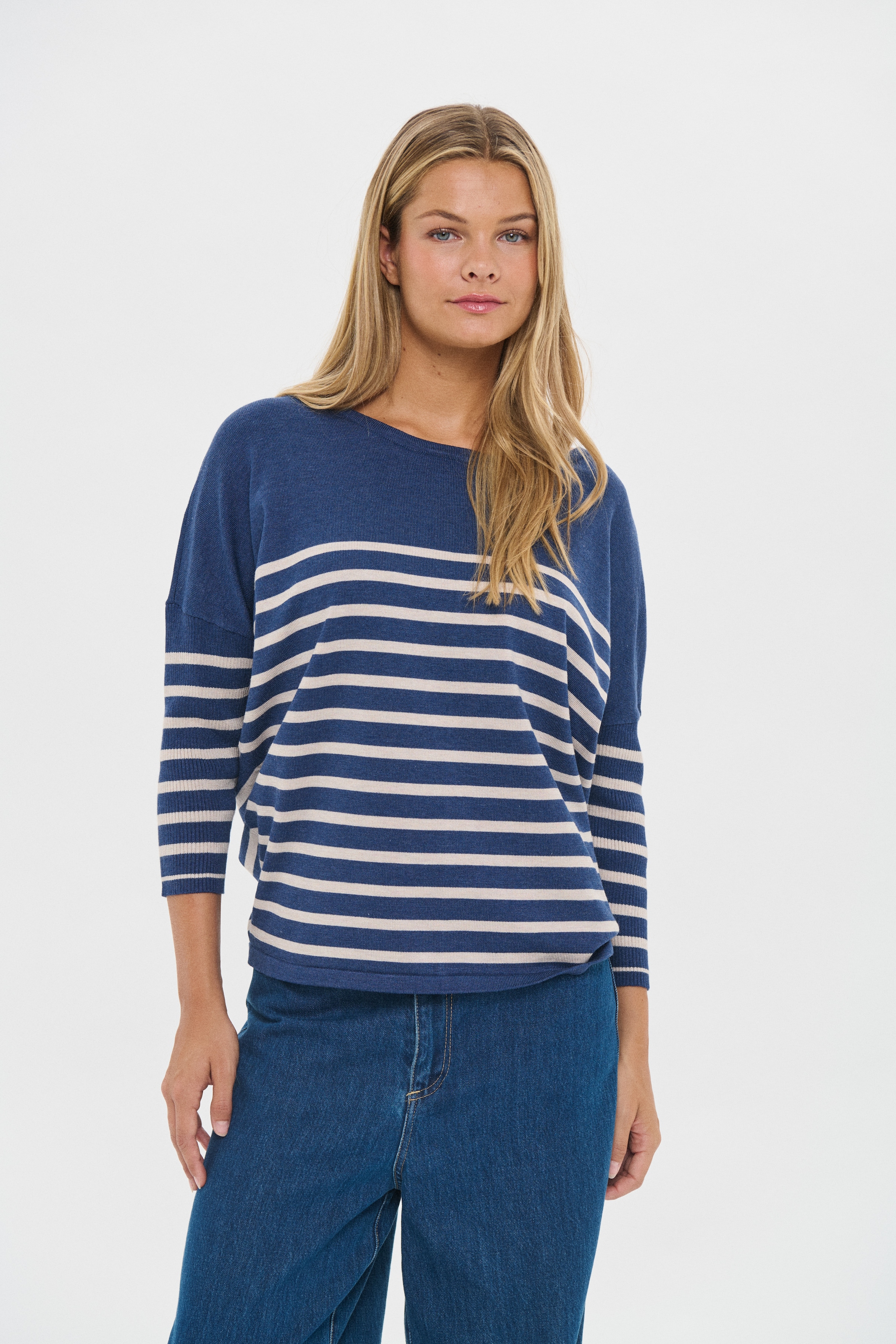 Saint Tropez Pull en tricot »MilaSZ R-neck Stripe« Oversize Fit, Feinstrick, Viskosemischung
