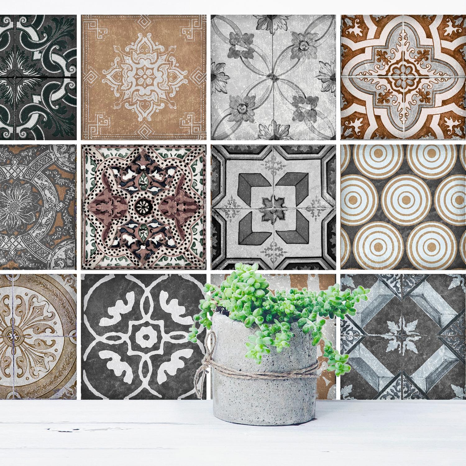 queence Fliesenaufkleber »Mosaik Muster« Stickerfliesen, selbstklebend, Sticker, 12er Set