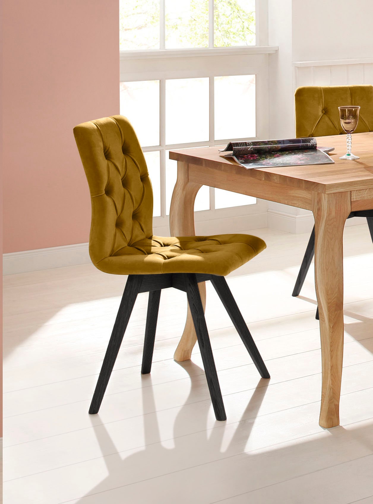 GOODproduct Chaise de salle à manger »Rania« (Set) 2 cuismit Massivholzbeinen