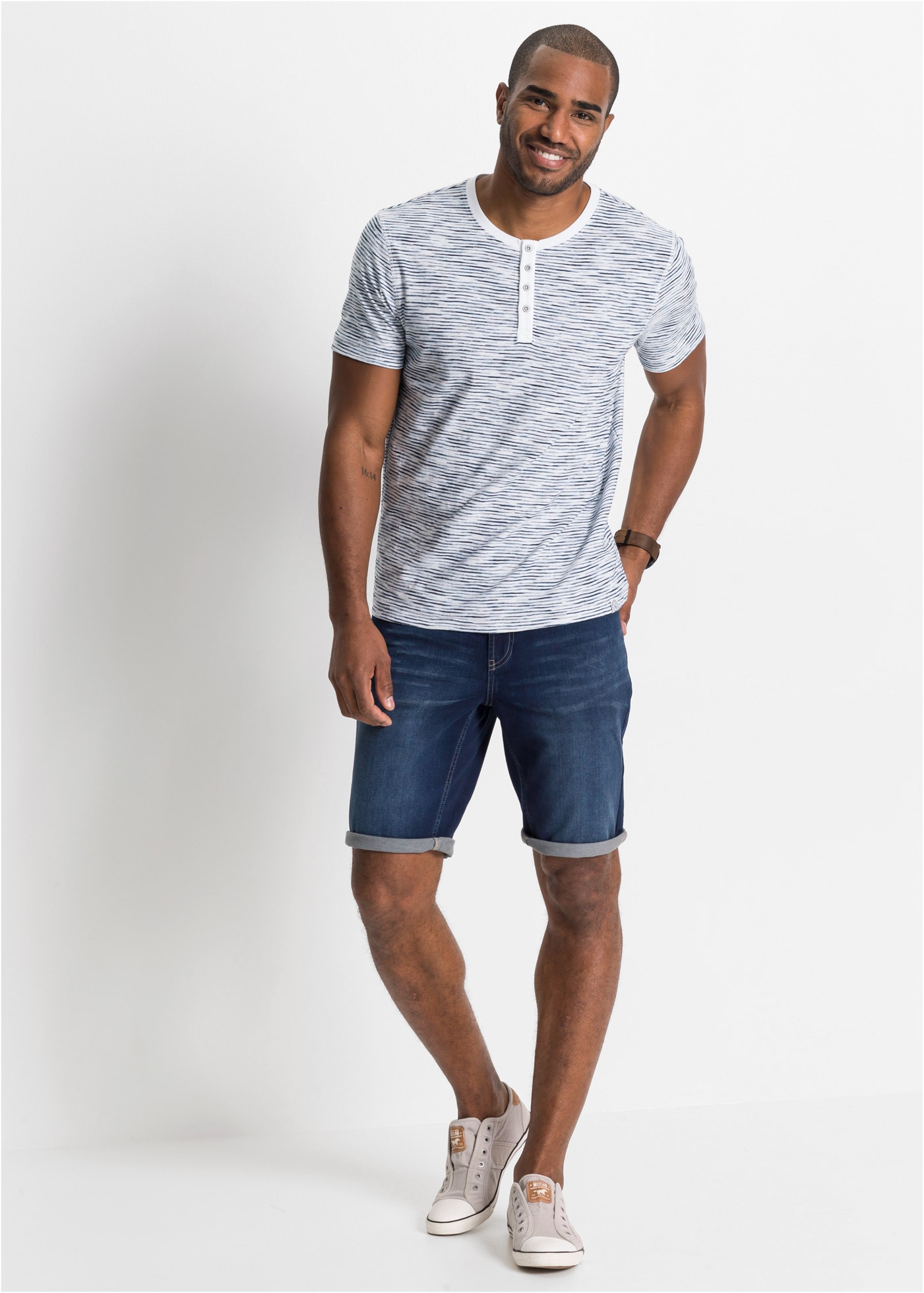 bonprix Henleyshirt Regular Fit, Kurzarm, aus reiner Baumwolle