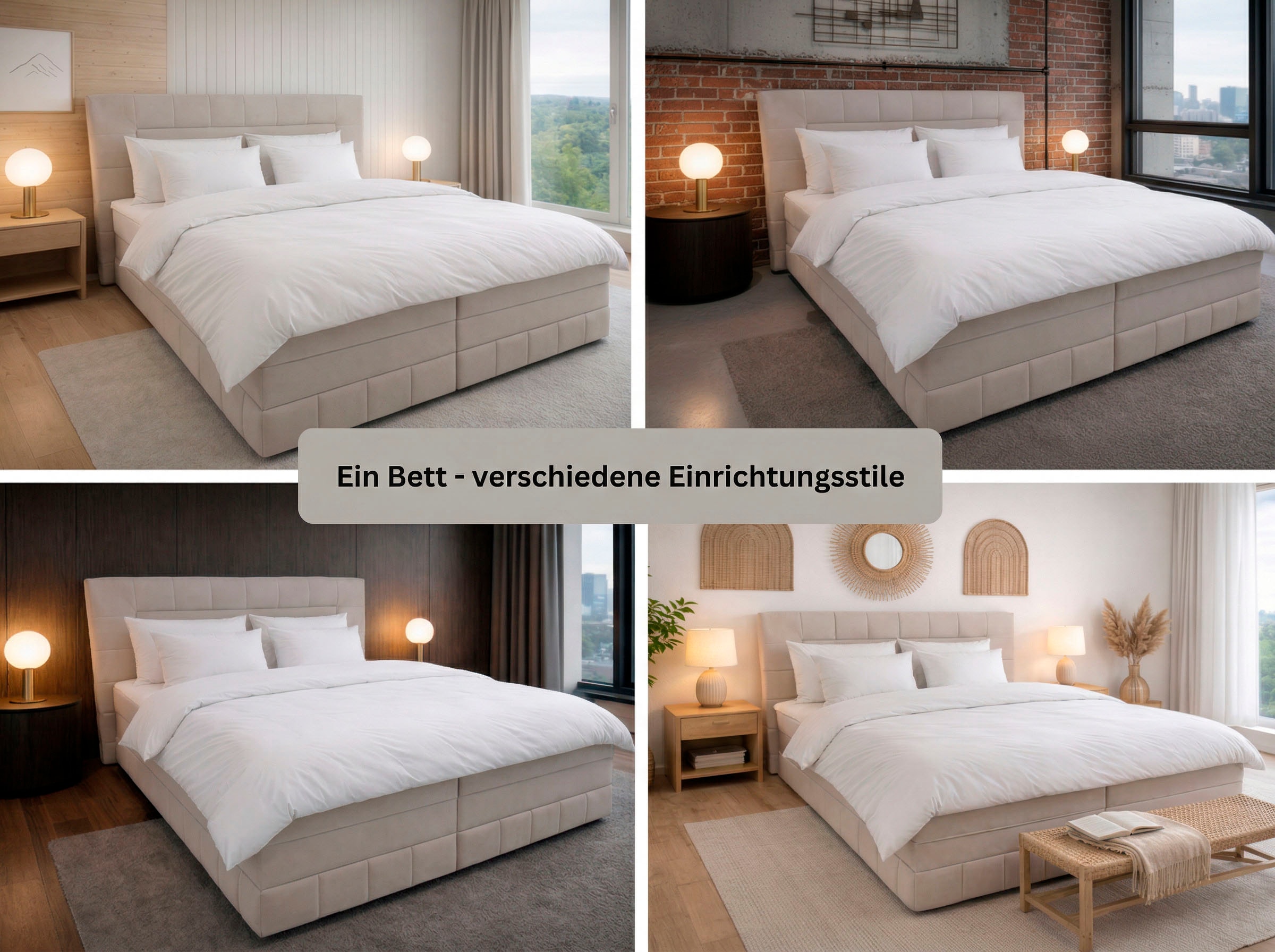 GOODproduct Lit de boxe »PHILIPPA, Polsterbett mit Bettkasten, mit Taschenfederkernmatratze H3« avec un topper en mousse froide, housse en microfibre, éclairage LED en option