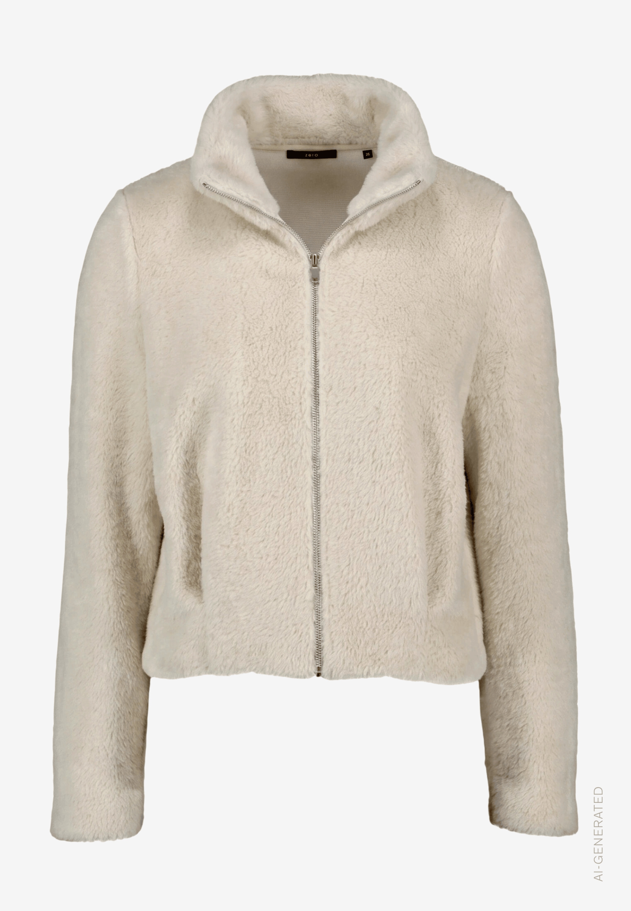 Zero Veste en fausse fourrure sans capuche Veste douillette avec col haut