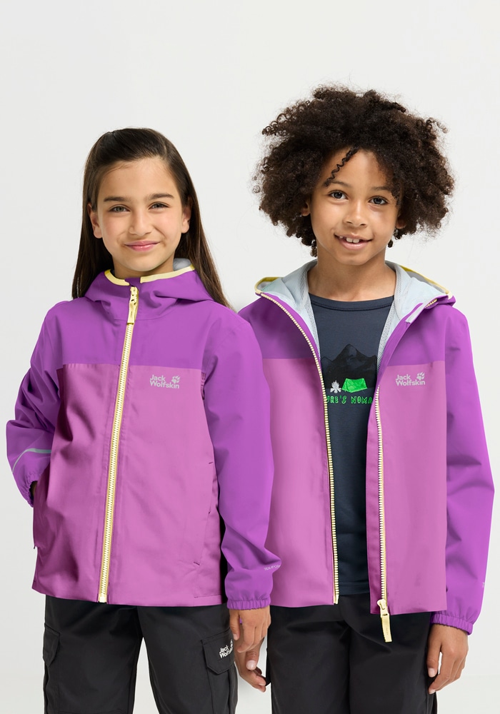 Jack Wolfskin Regenjacke »ADVENTURETRIBE 2L JKT K« atmungsaktiv, wasserdicht, mit Reissverschluss, normale Länge