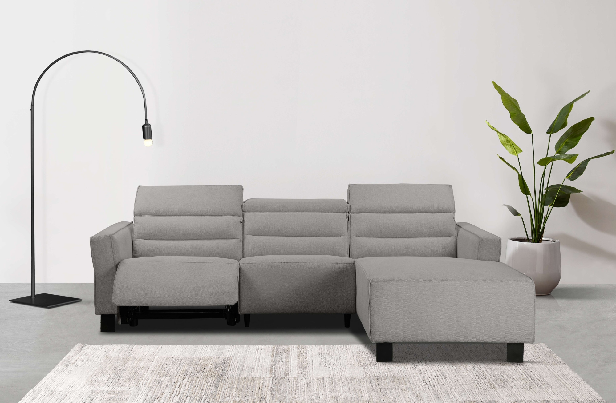 GOODproduct Canapé d'angle »CARPARI Webstoff,L-Form,224 cm, man./elektr. Relaxfunktion« USB A/C et réglage de la tête