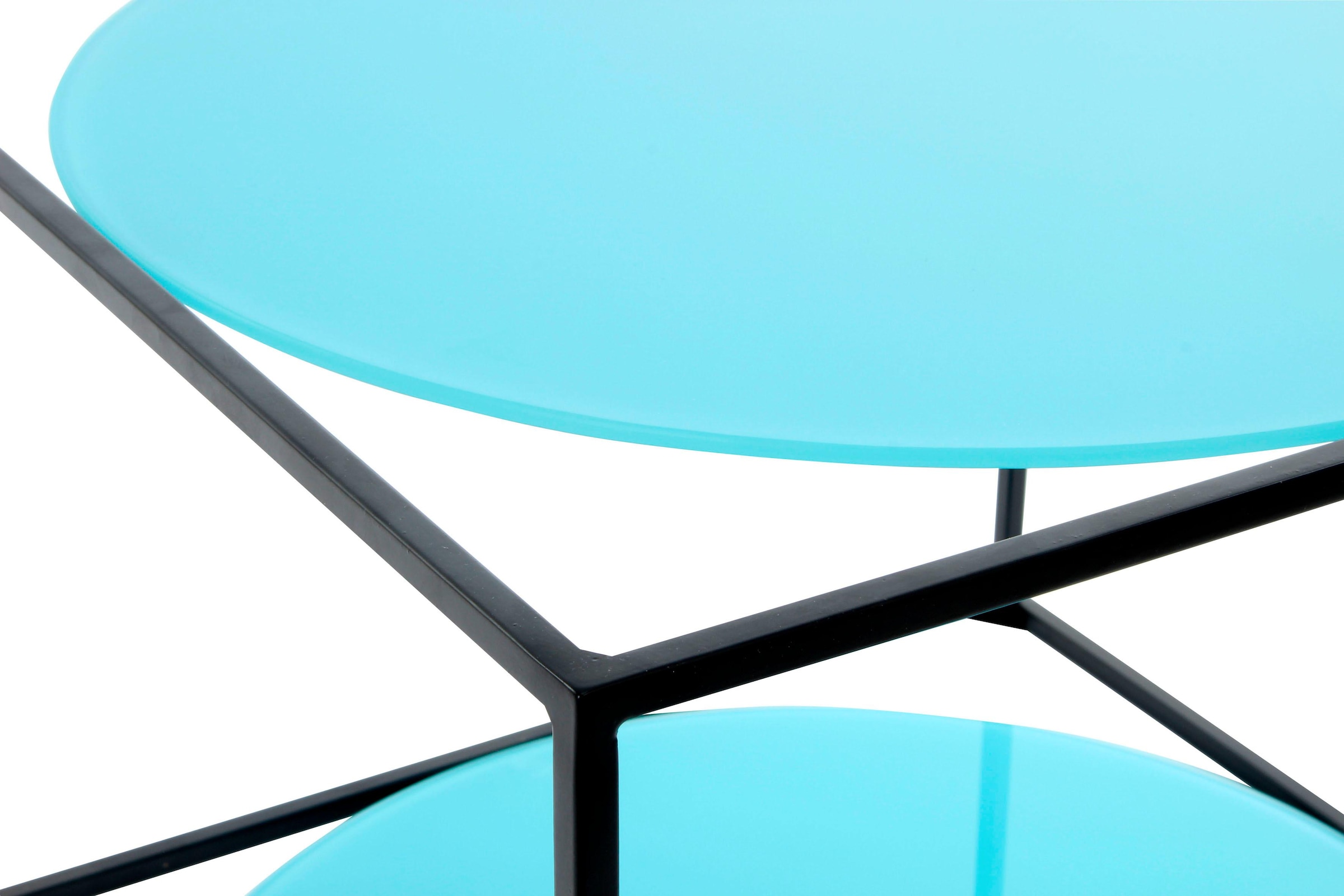 Kayoom Table d'appoint »Cody, Beistelltisch in Würfelform, offenes, modernes Design« 1 cuis tlg. moderne Kubusform mit runden Ablageflächen aus Glas