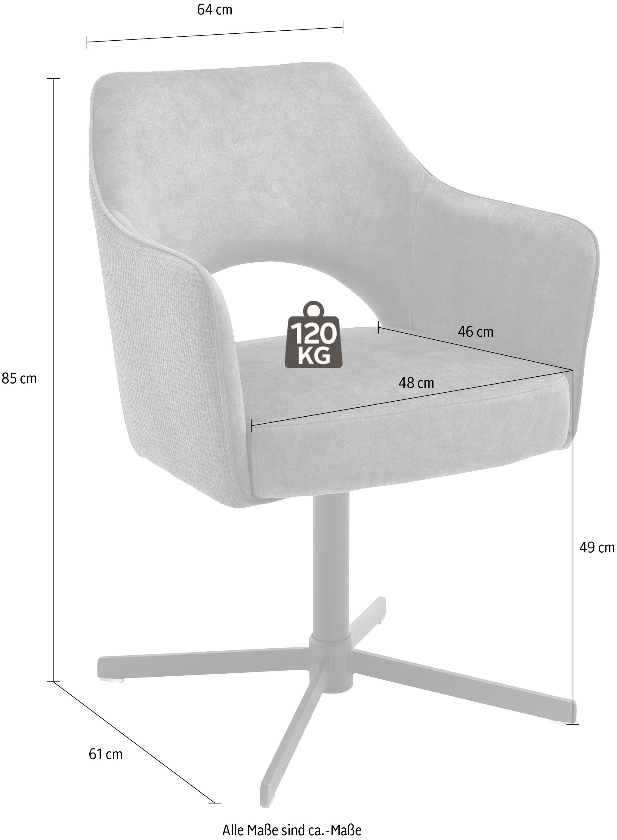 MCA furniture Esszimmerstuhl »Valetta« (Set) 2 Stk.2 er Set, 360° drehbar, Taschenfederkern, belastbar 120 kg