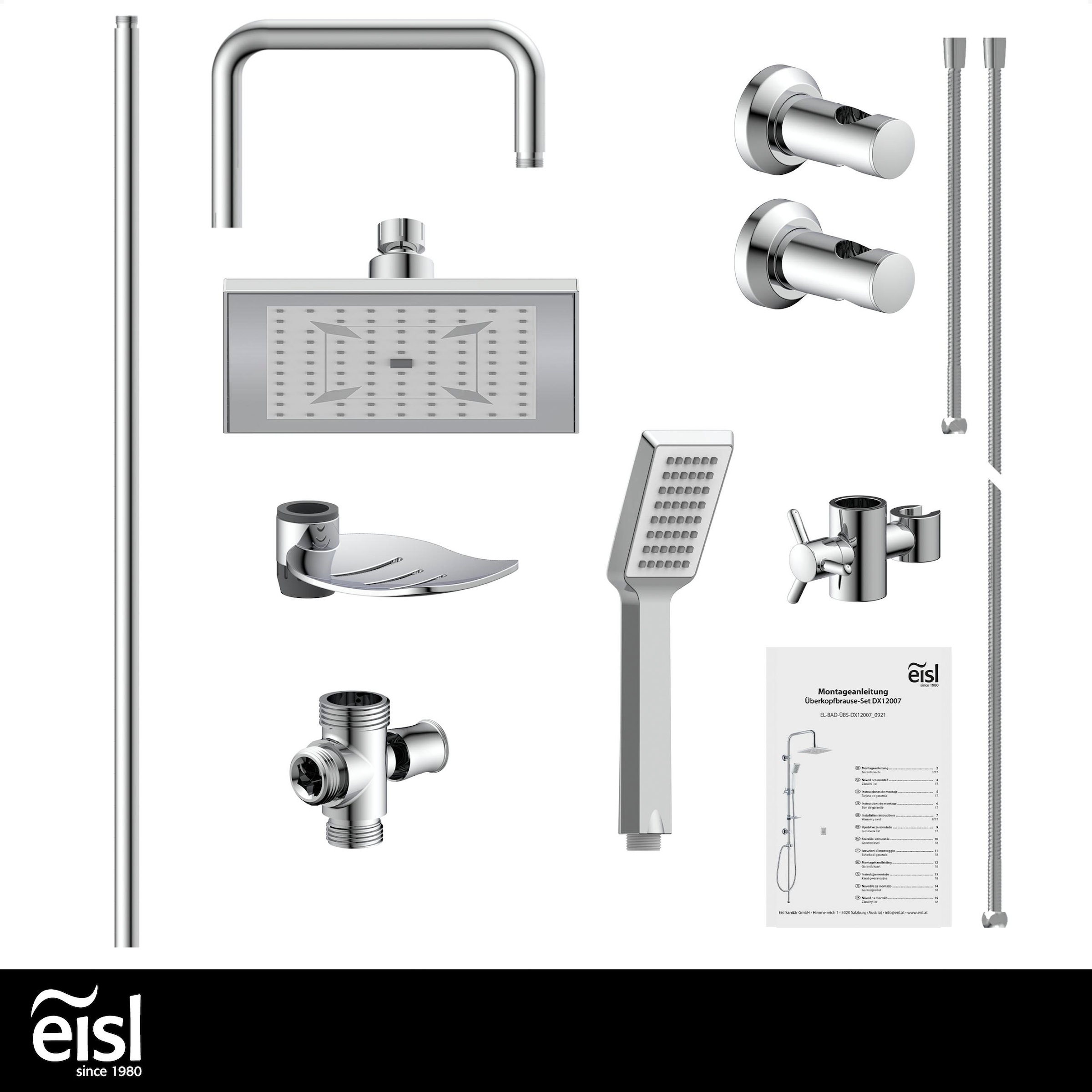 Eisl Duschsystem »EASY COOL« Regendusche ohne Armatur, Duschsystem mit Seifenschale, Duschbrause