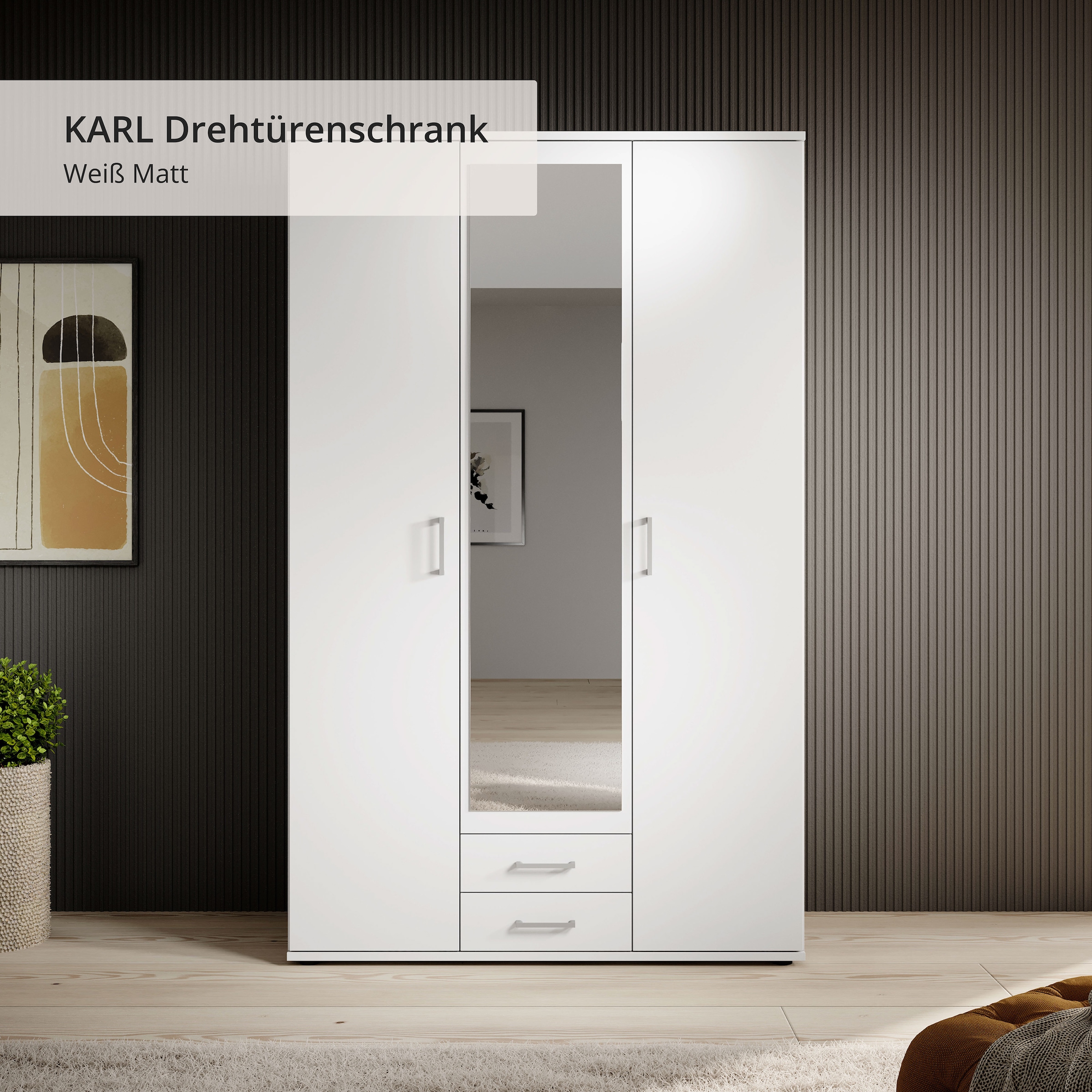 Schlafkontor Armoires à vêtements »Karl Drehtürenschrank Schlafzimmerschrank mit Spiegel Garderobe« in 2 Breiten, mit zusätzlichen Einlegeböden TOPSELLER