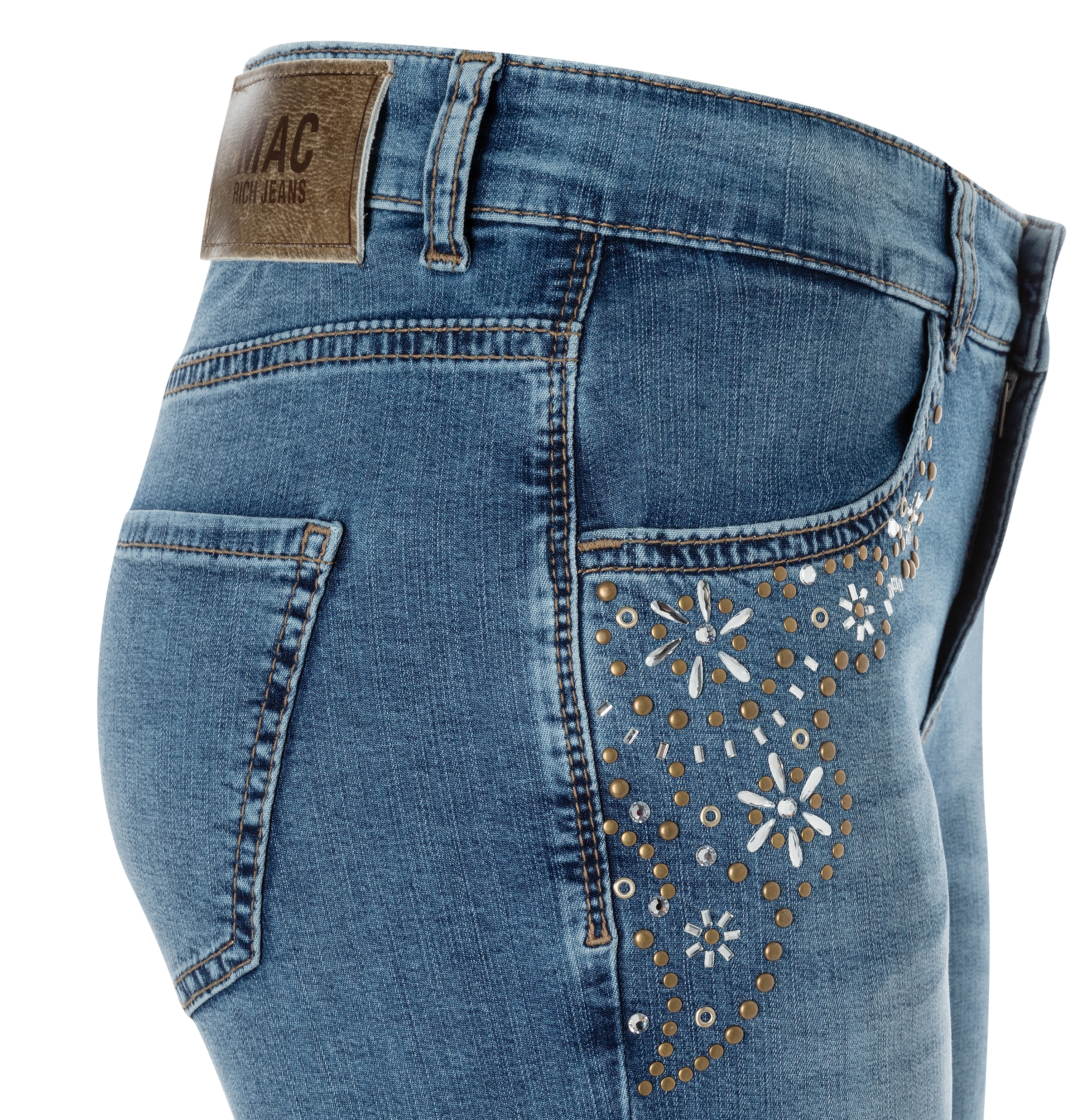 MAC Jeans slim »RICH SLIM 7/8 flower«, mit Schmucksteinen