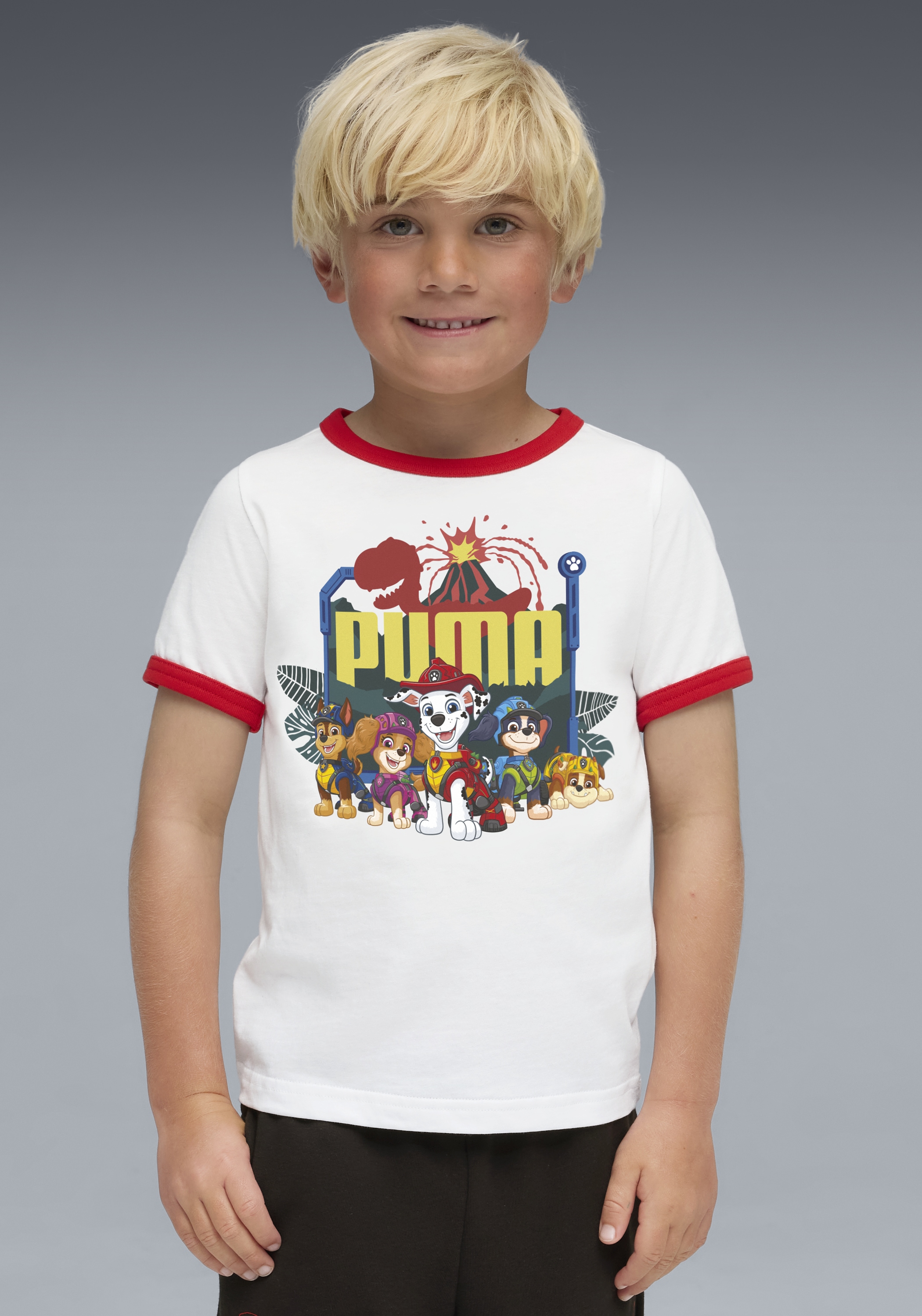 PUMA T-shirt »X PAW PATROL RINGER TEE« Regular Fit, manches courtes, pour enfants, col rond
