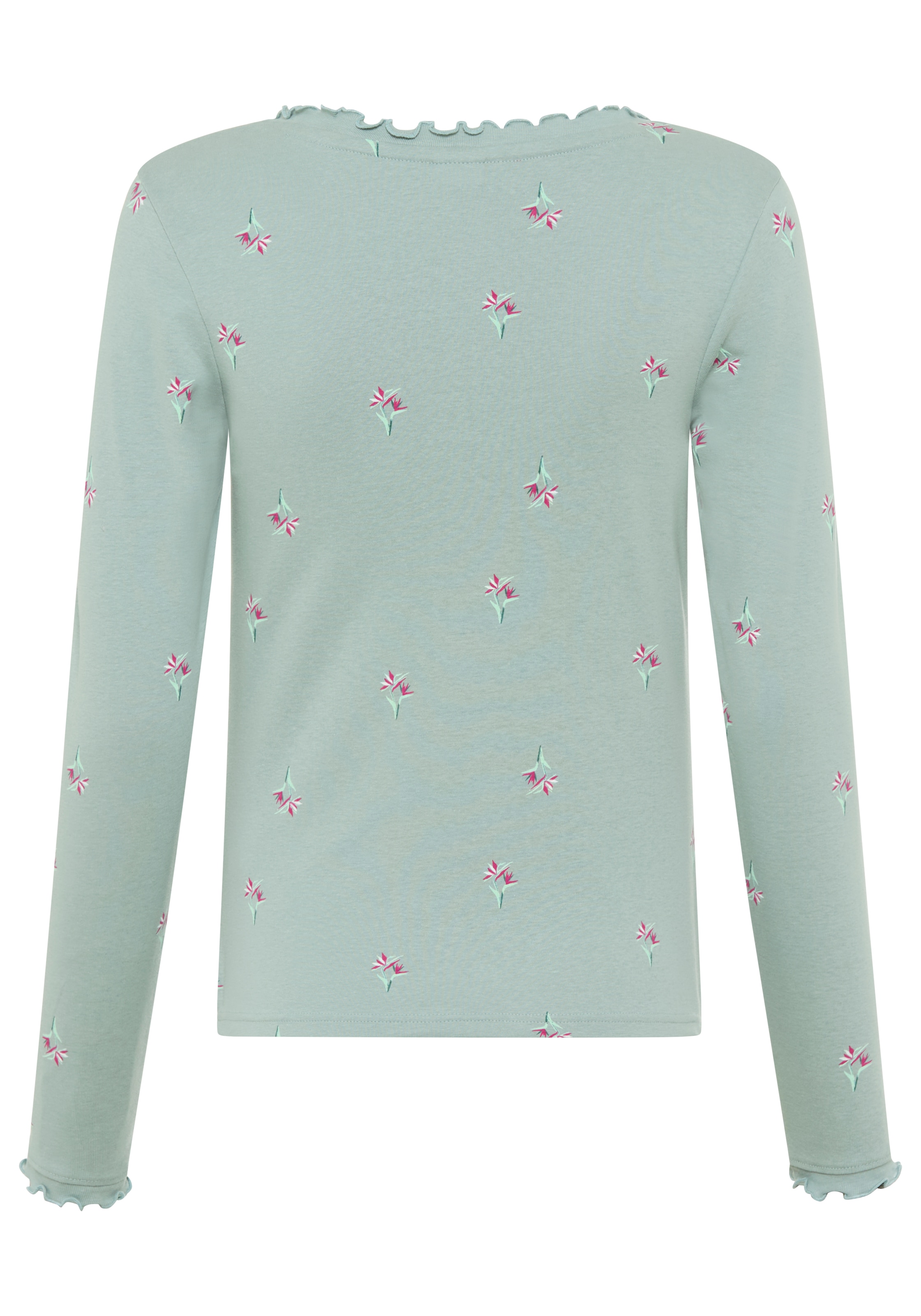 KangaROOS T-shirt à manches longues avec encolure en V, coupe ajustée, forme à la taille, en tissu côtelé