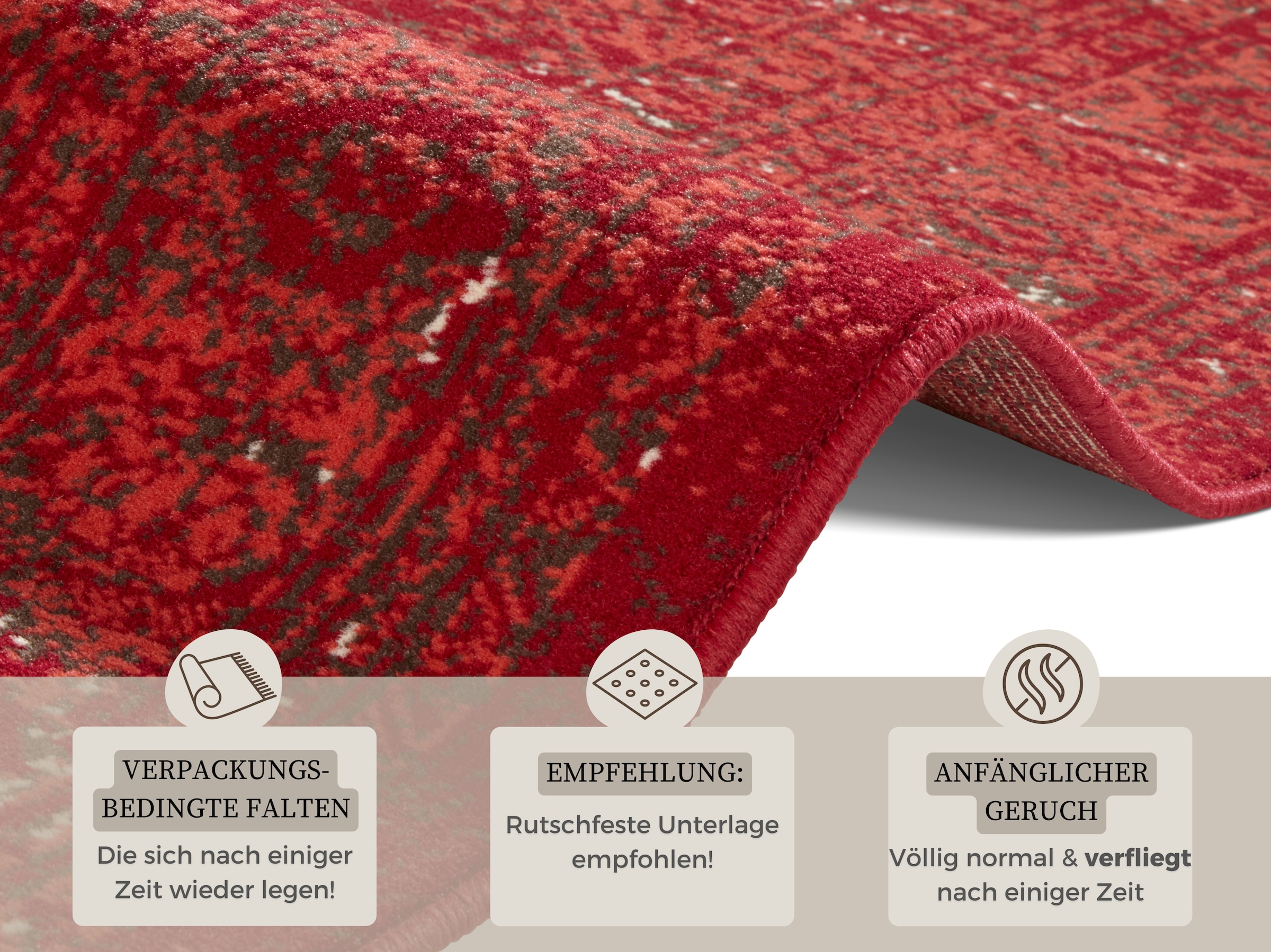 HANSE Home Tapis »Plume« Rectangulaire 9 mm Höhe Kurzflor, Used-Look, Teppich, Vintage, Esszimmer, Wohnzimmer, Flur