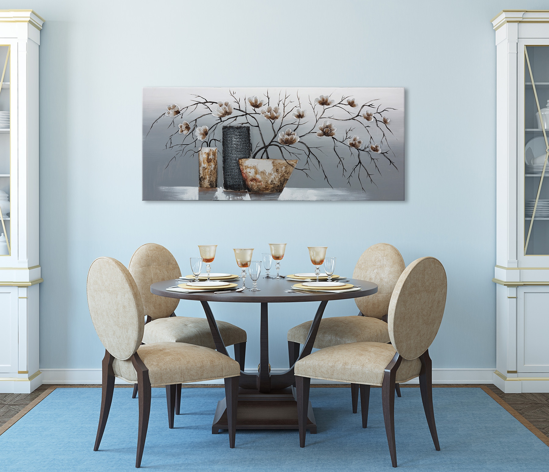 Bönninghoff Peinture à l'huile »handarbeit BLUMENVASEN XXL 60x140 cm – Wandbild Kunst Deko« Fleurs 1 cuis tlg. fabriqué à la main, chaque image est unique