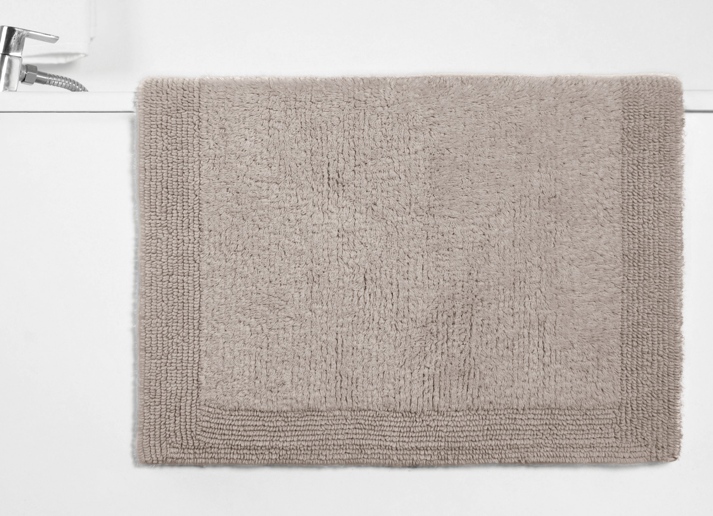 GOODproduct Tapis de bain »Kapra, Badvorleger, Badezimmer Teppich« Höhe 14 mm Résistant | compatible chauffage au sol | utilisable des deux côtés avec bordure, tapis de bain, tapis de bain, coton