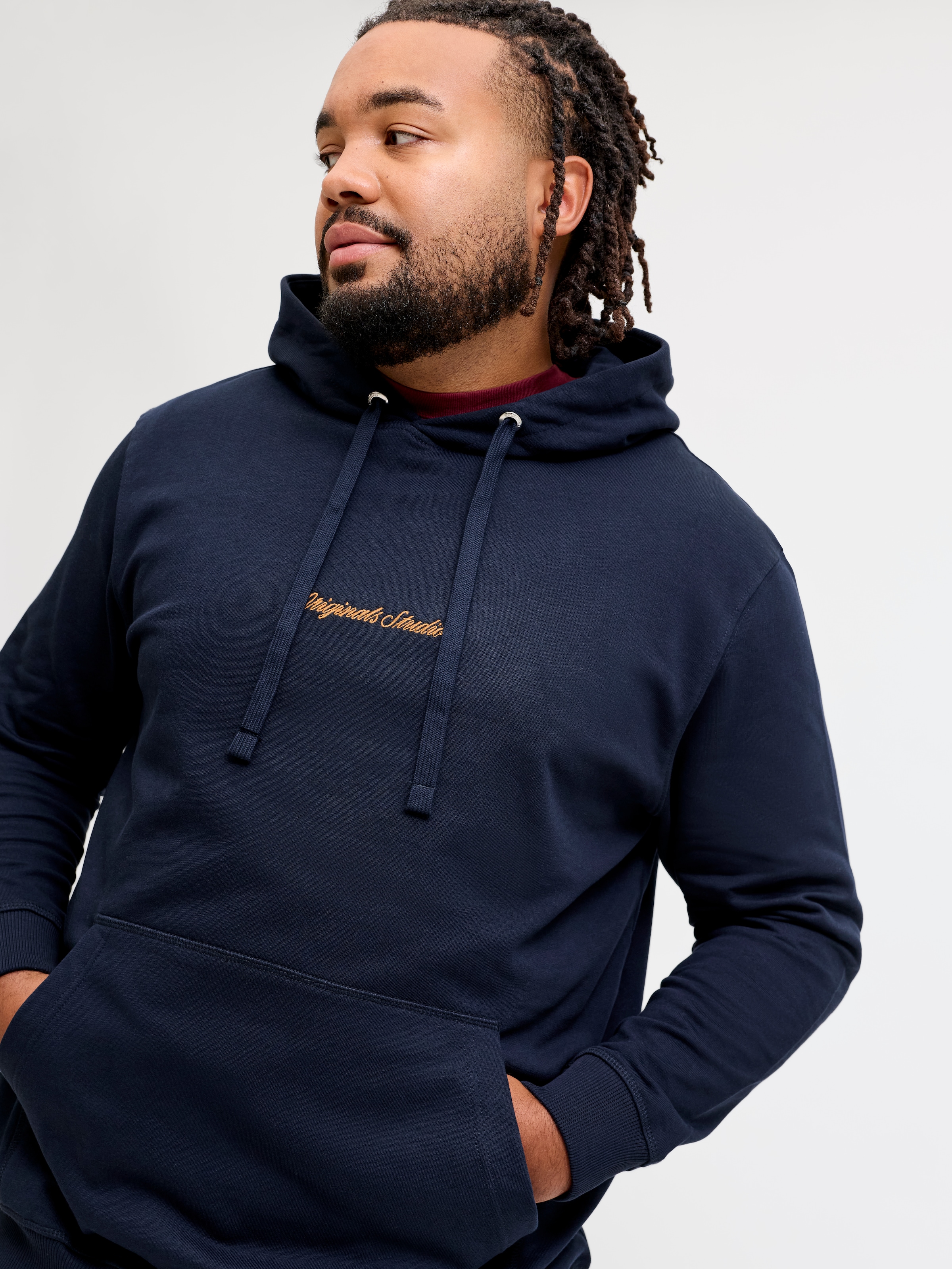 Jack & Jones PlusSize Sweat à capuche »JORNORREBRO EMB SWEAT HOOD PLS«, mélange coton, coupe régulière
