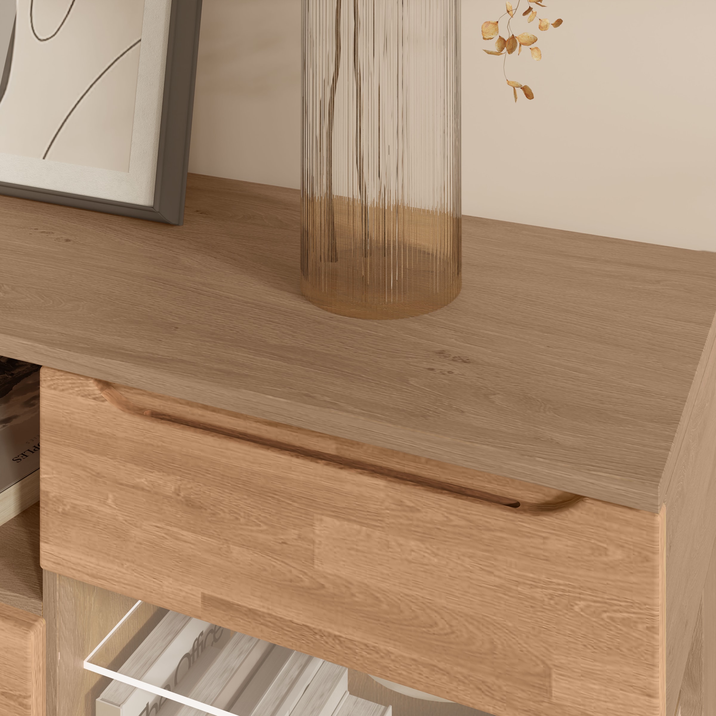 GOODproduct Wohnwand »VETRO: besteht aus 2 Vitrinen, 1 Sideboard & 1 Wandregal, Wohnzimmer.« 4 Stk. tlg.