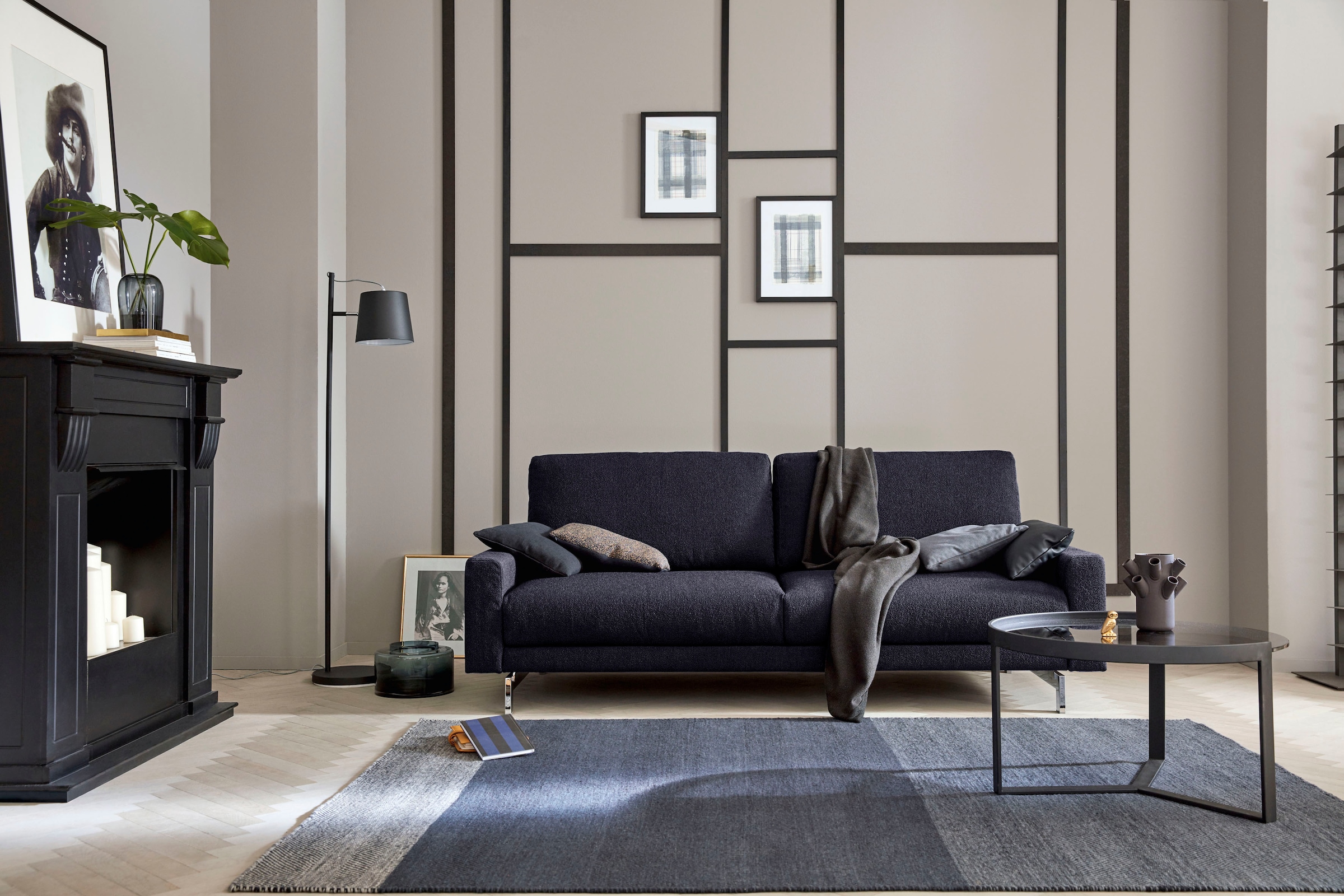 Creation BY ROLF BENZ 3-places »CR.450, Designsofa, Loungesofa« accoudoir bas, pieds chromés brillants, largeur 204 cm