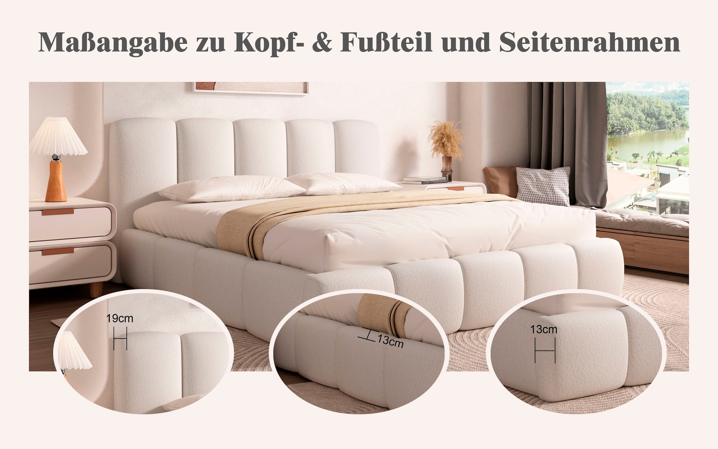 Home affaire Polsterbett »MERLINDA in der Breite 180cm, inkl. Lattenrost und Bettkasten« gepolstertes Kopfteil und Rahmen, Bezug im Chenillecharakter