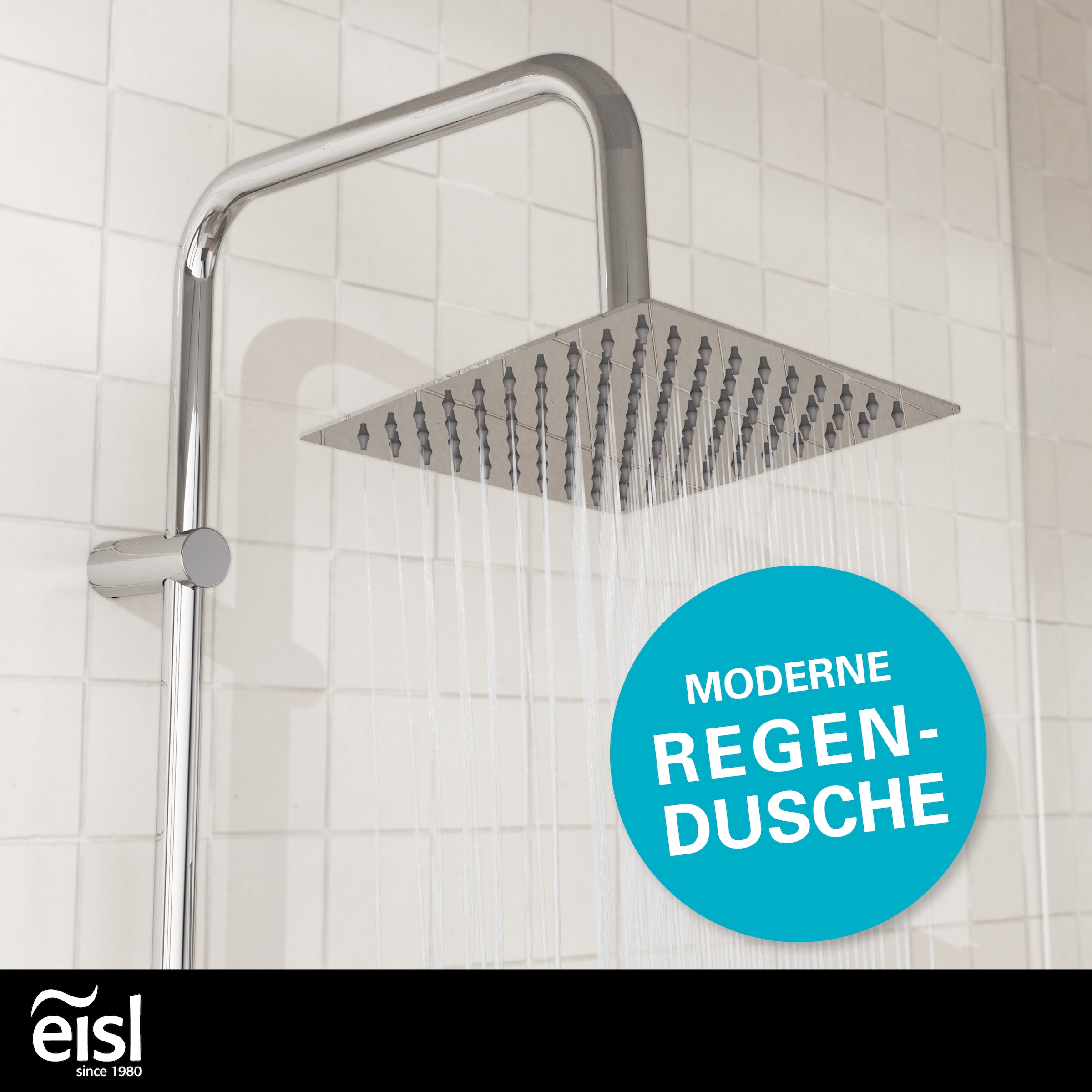 Eisl Brausegarnitur »SHOWERSTAR« Komplett-Set,  Regendusche 20x20cm, Umsteller, Antikalk, höhenverstellbar, Thermostat