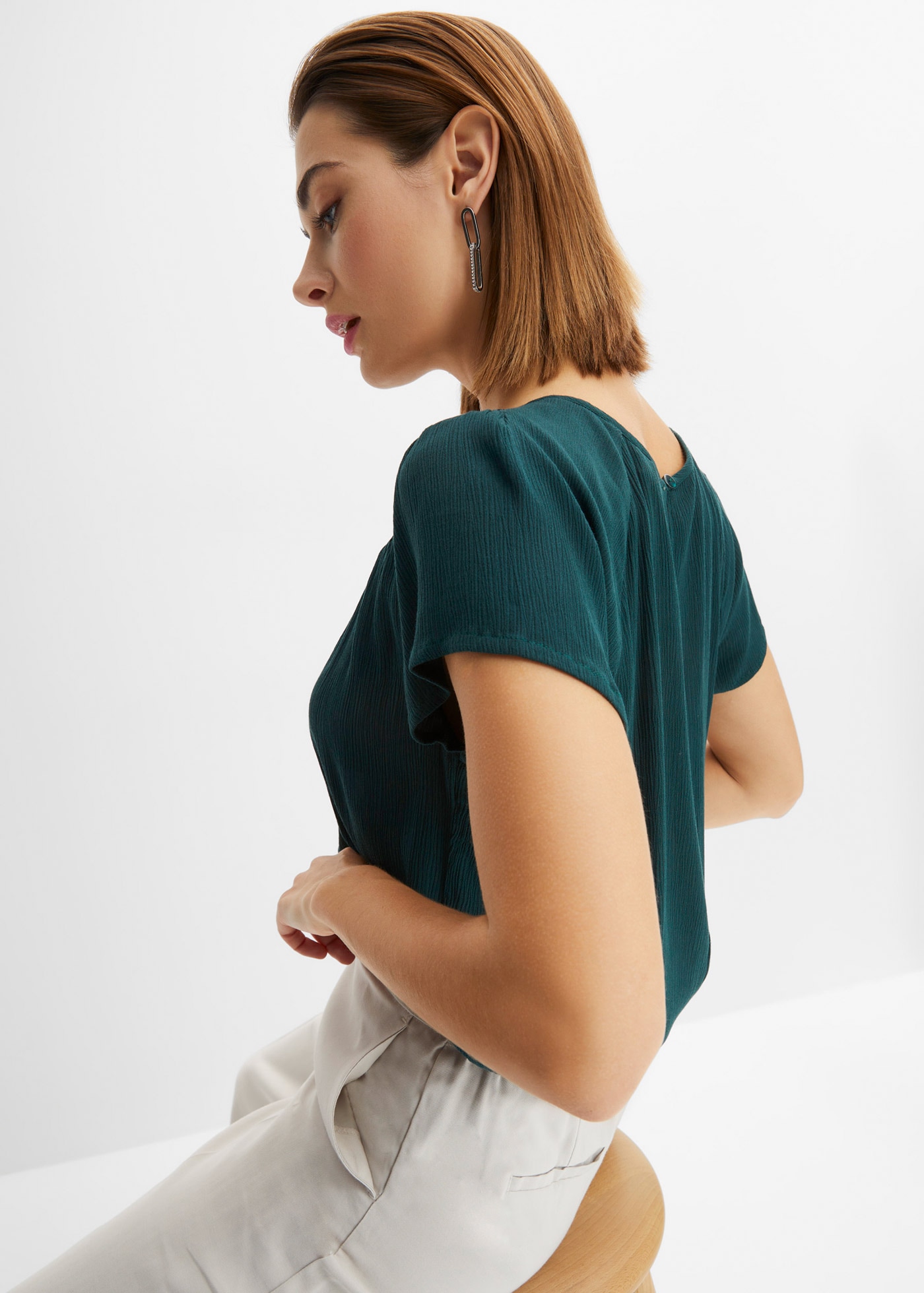 bonprix Blouse à manches courtes »Bluse aus reiner Viskose« Bluse aus reiner Viskose