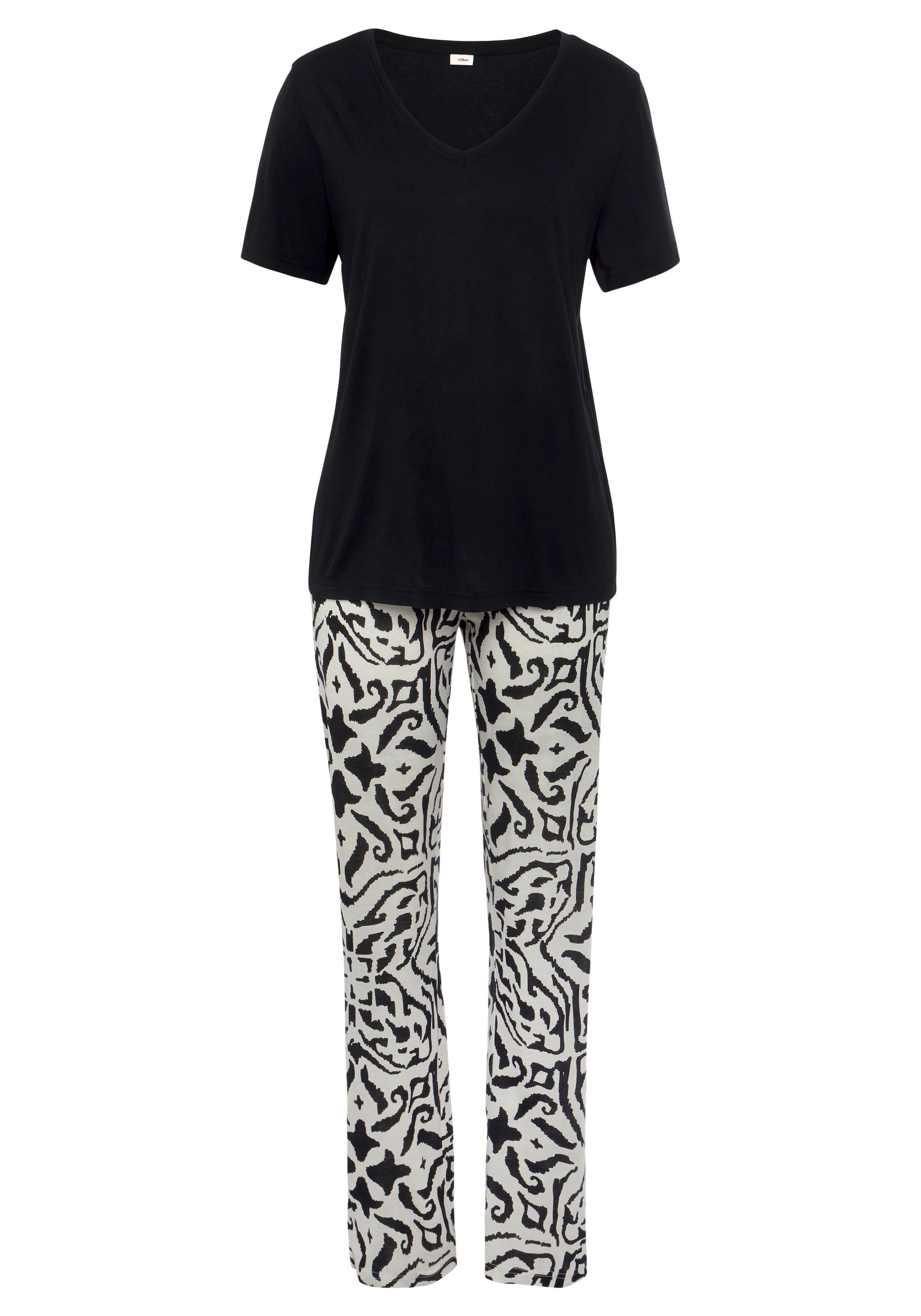 s.Oliver Pyjama 2 tlg. mit floralem Ethno-Muster