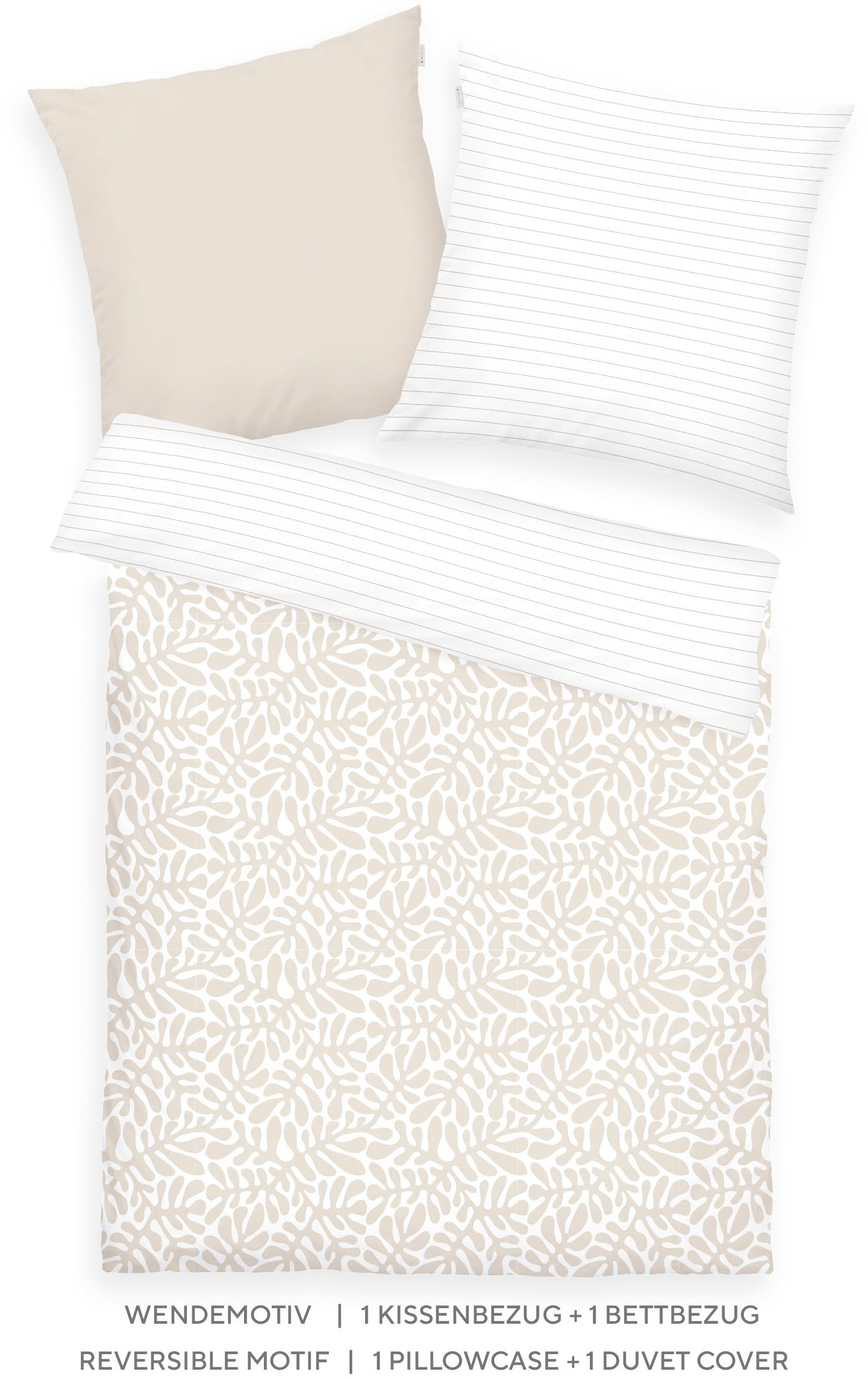 TOM TAILOR HOME Bettwäsche »ORGANIC LEAVES in Gr. 135x200cm, 155x220cm oder 200x220cm« 2 Stk. new bedroom, mit farbigem Markenreissverschluss