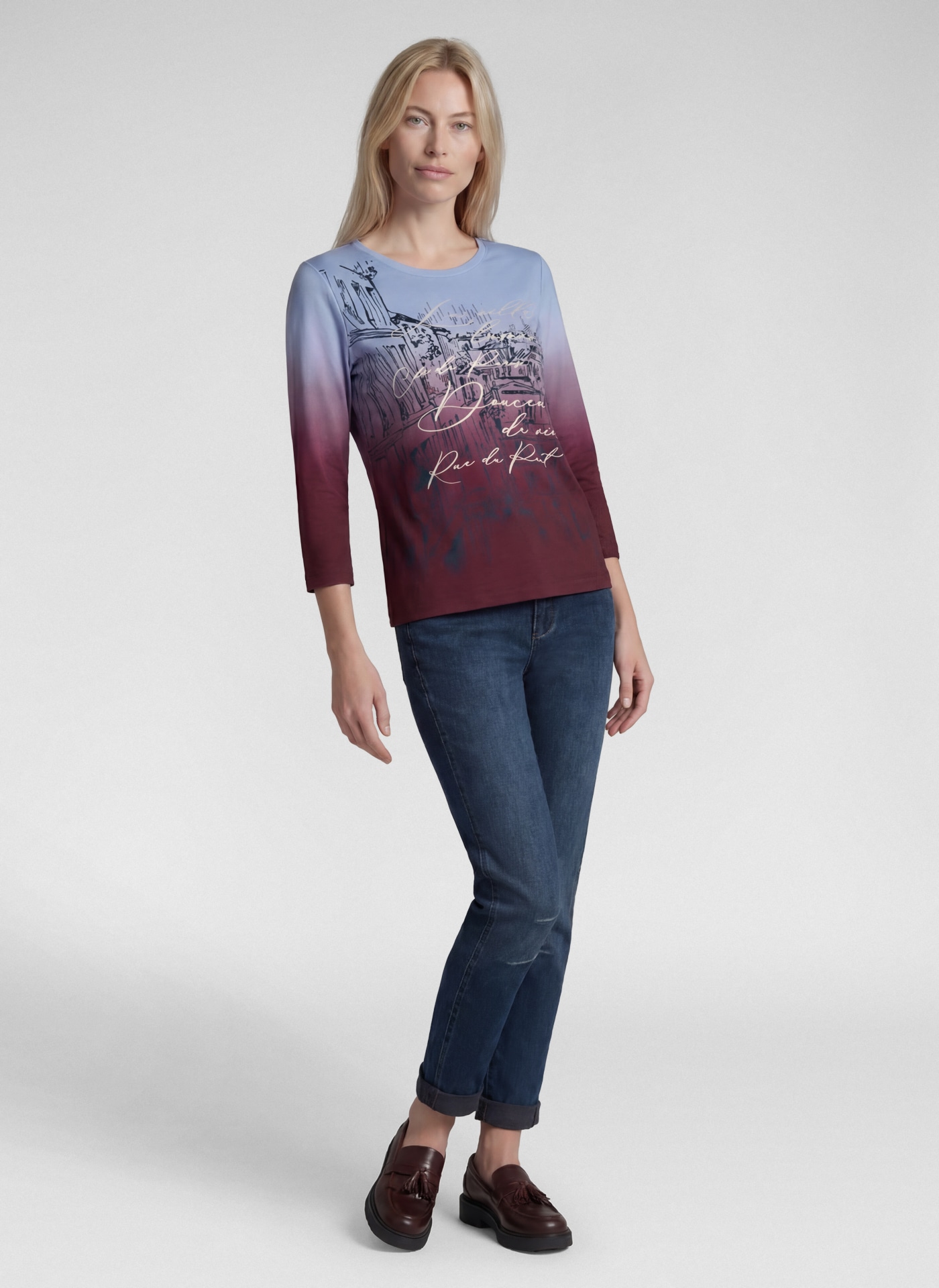Rabe T-shirt à manches 3/4 Avec dégradé de couleurs et imprimés