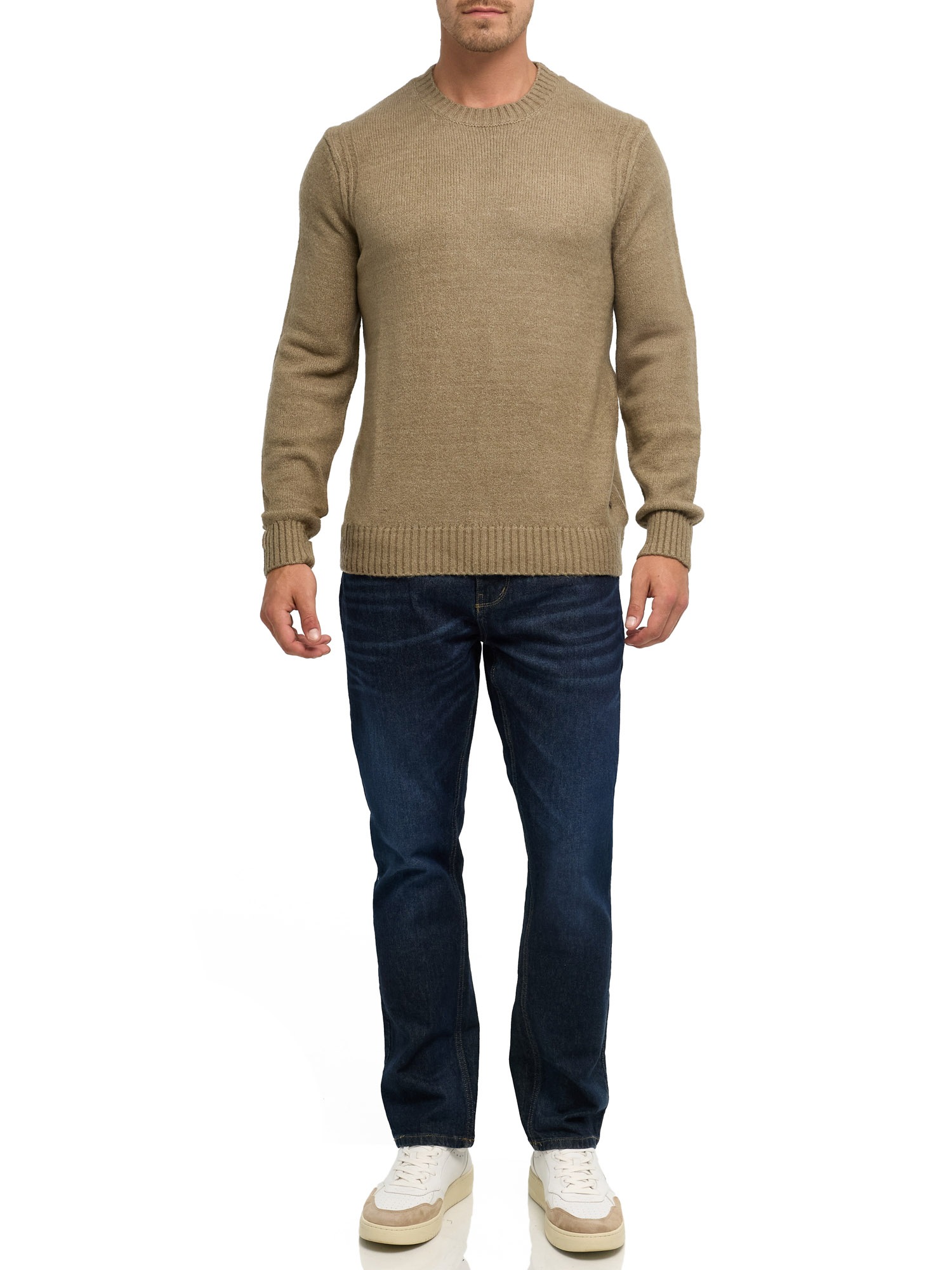 Indicode Rundhalspullover »INVestdale o-neck« Materialmix, regular fit